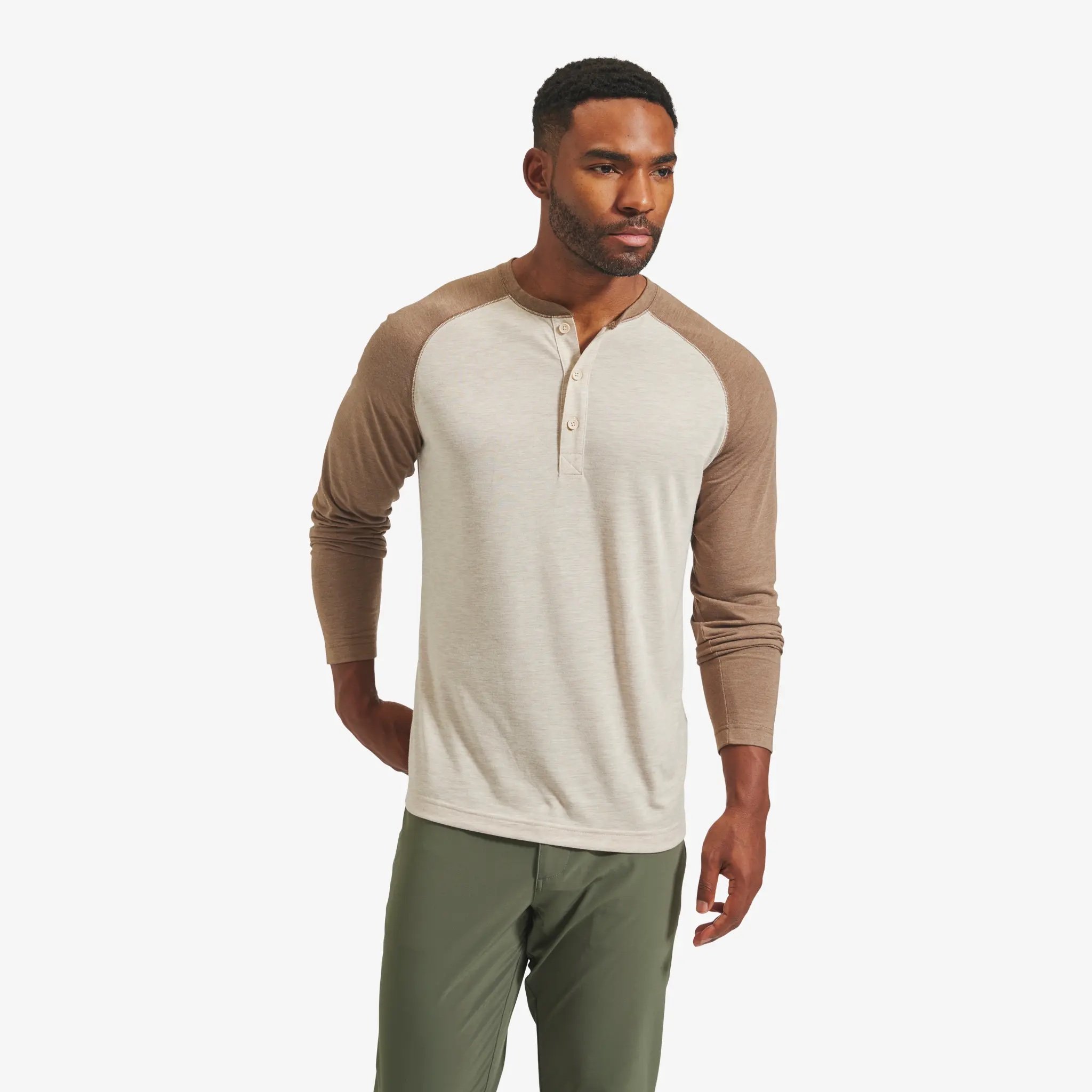 M+M Easyknit Henley Stone Heather