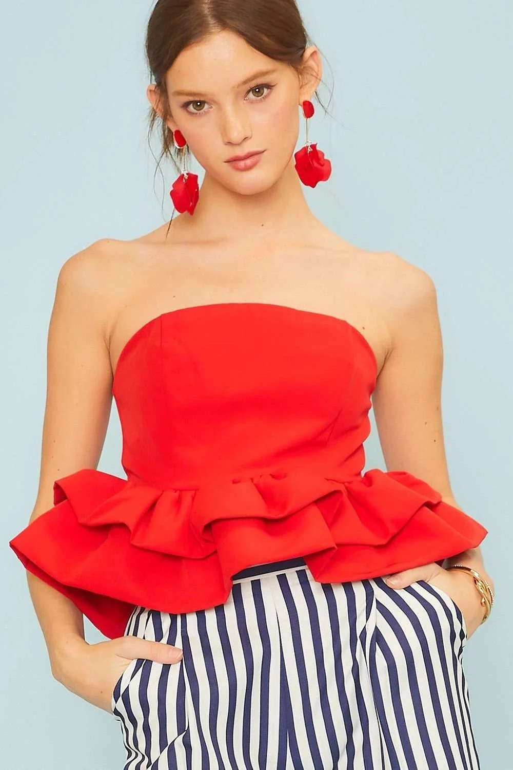Strapless Peplum Top Poppy