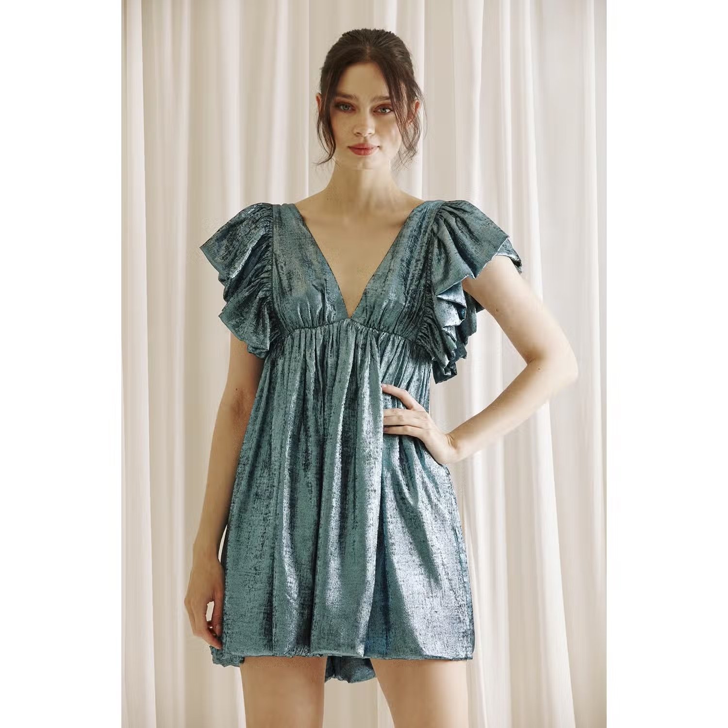 Metallic Jewell Babydoll Dress