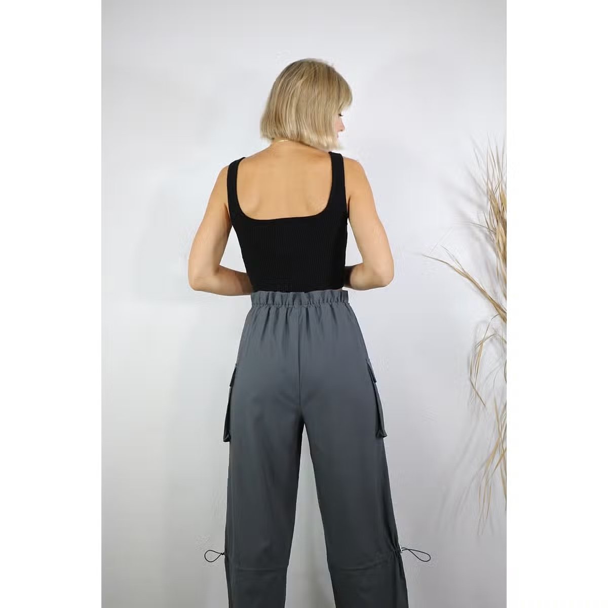 Bungee Toggle Cargo Pants Blue Grey
