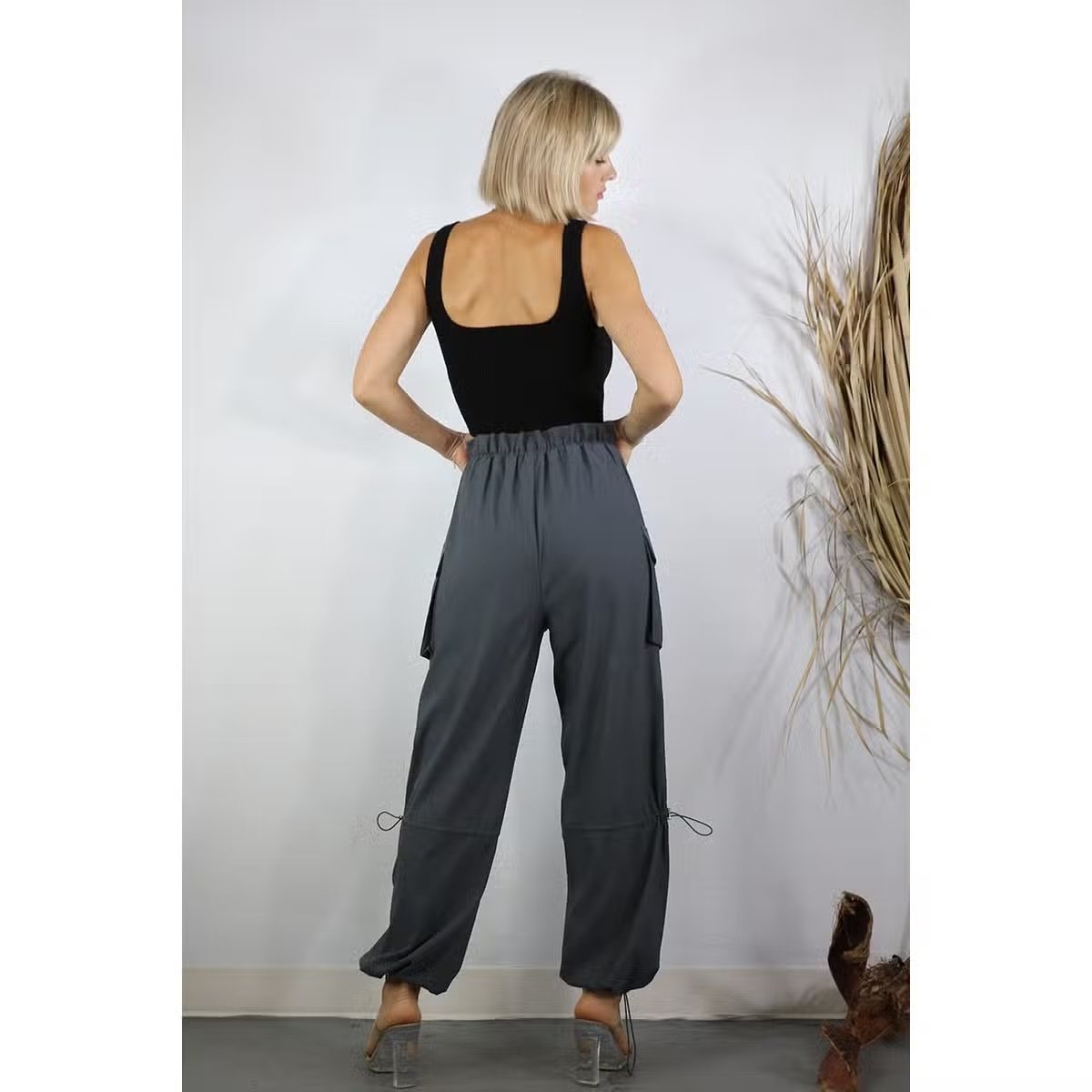 Bungee Toggle Cargo Pants Blue Grey
