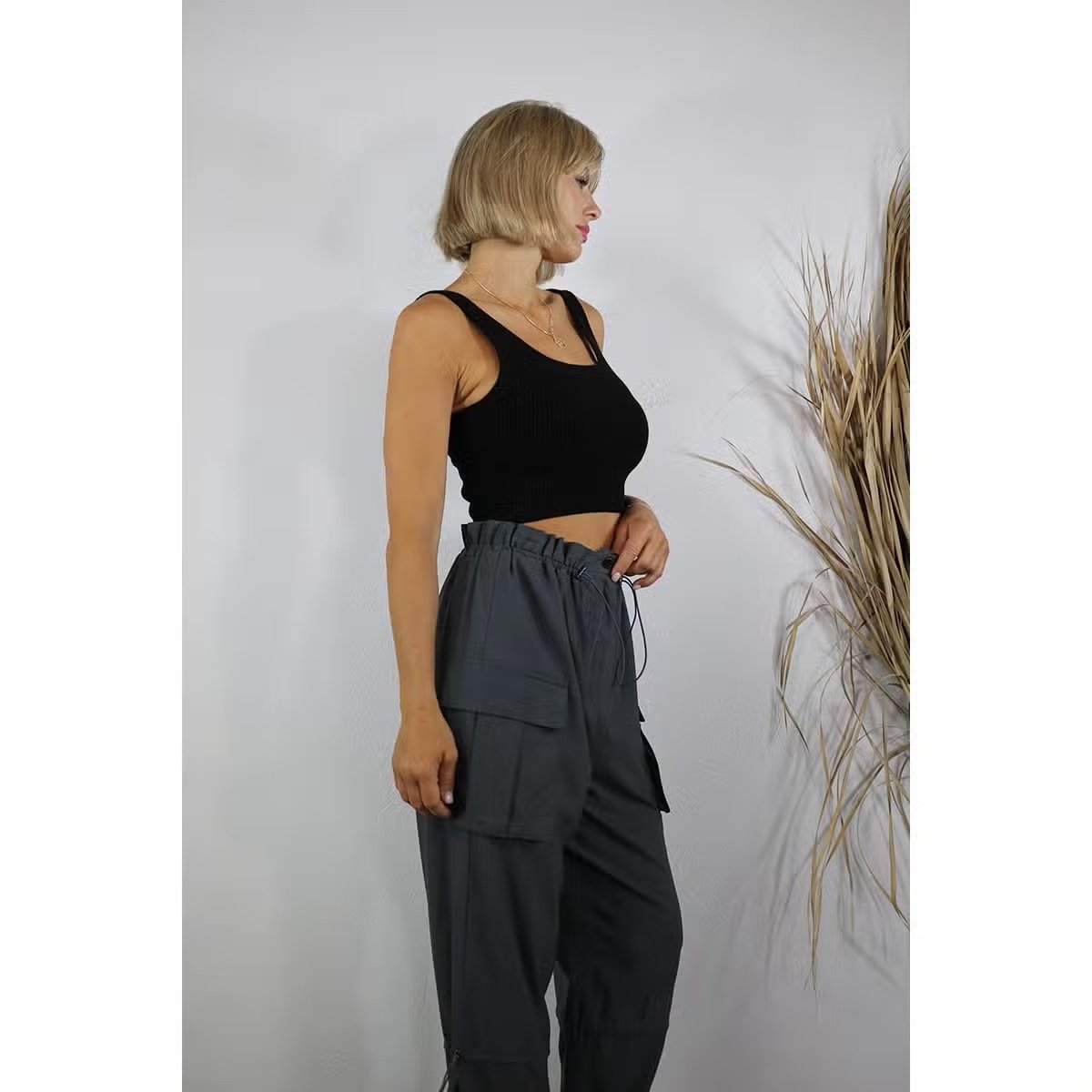 Bungee Toggle Cargo Pants Blue Grey