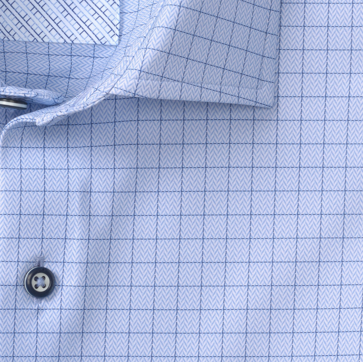 J&M XC4 Motion Dress Shirt Blue/Navy Herringbone Grid