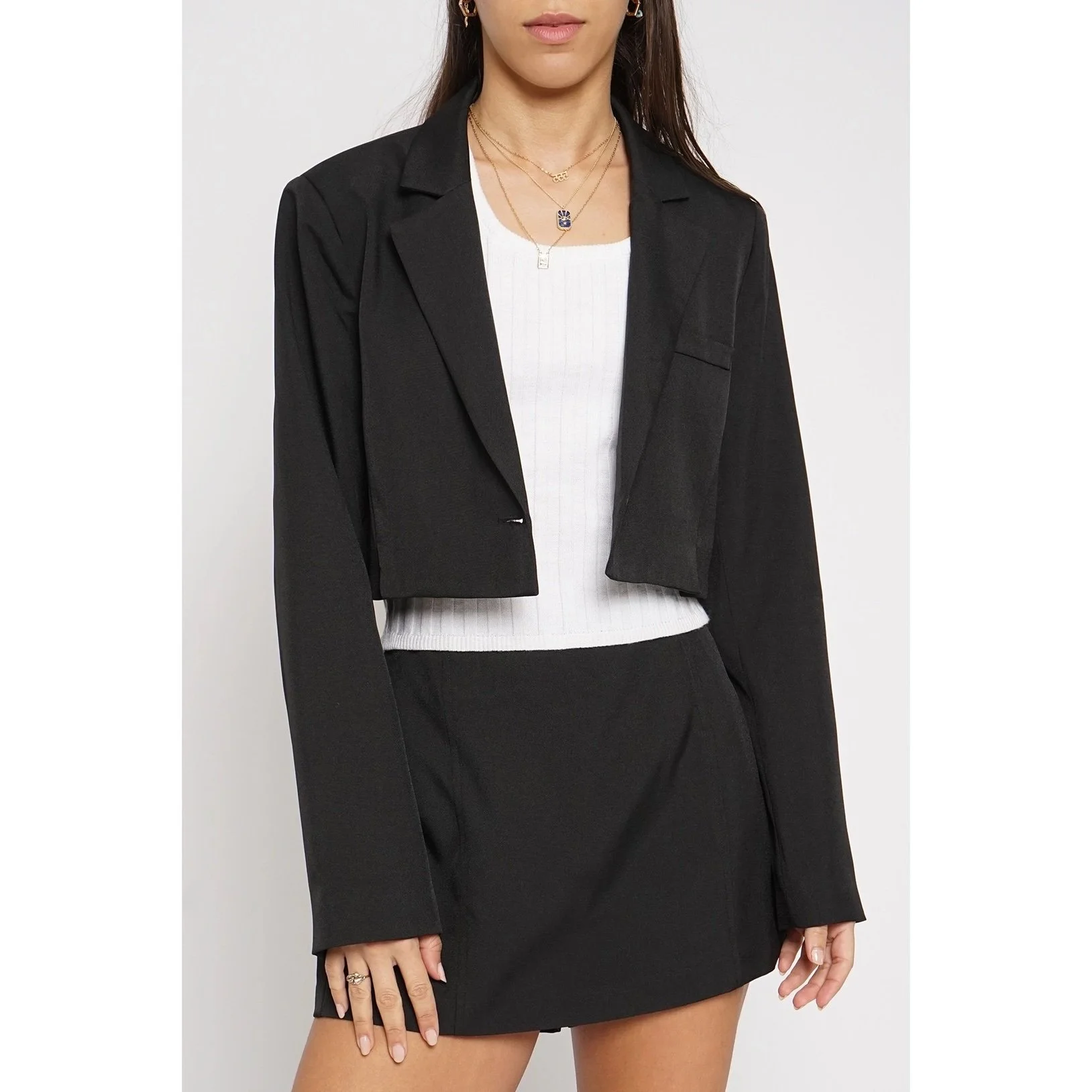 Cropped Suit Blazer Black
