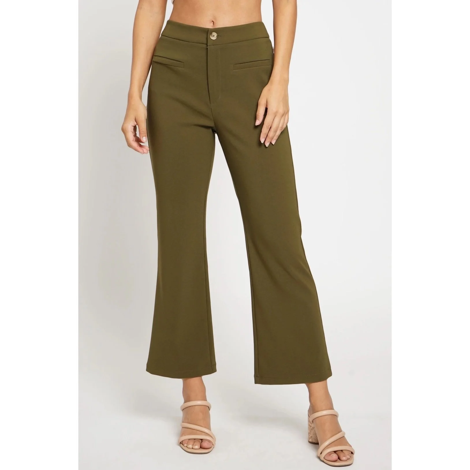 Cropped Flares Olive