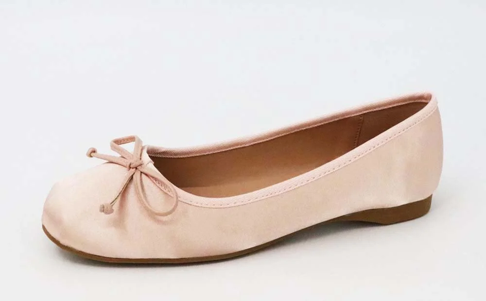 Dancing Bow Ballet Flats Blush Satin