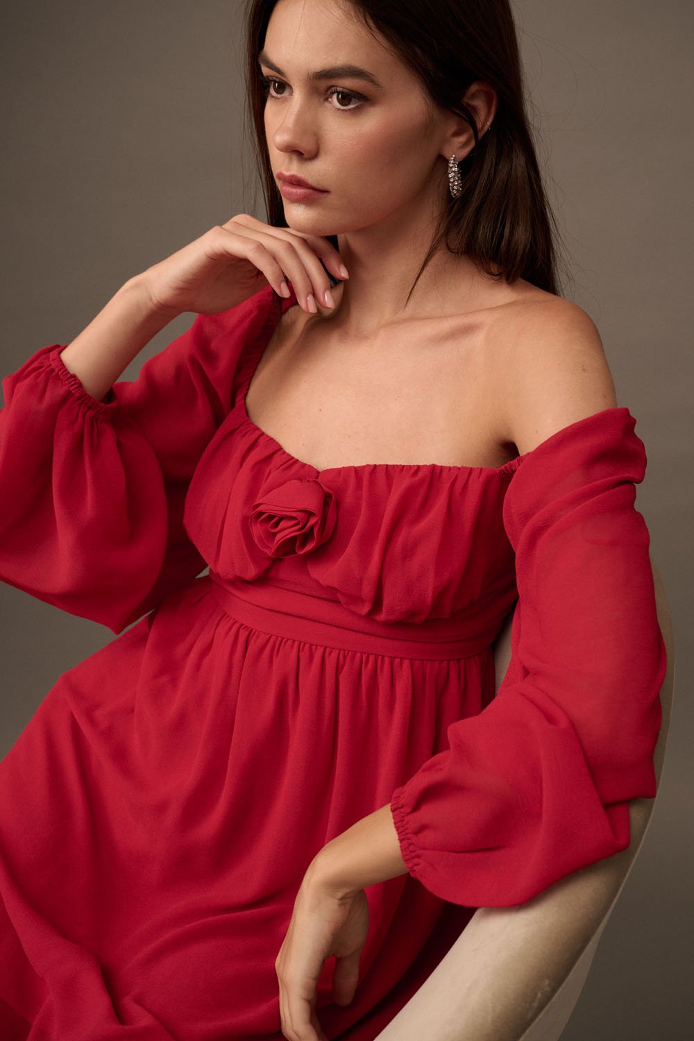 Sweetheart Rosette Mini Dress Ruby