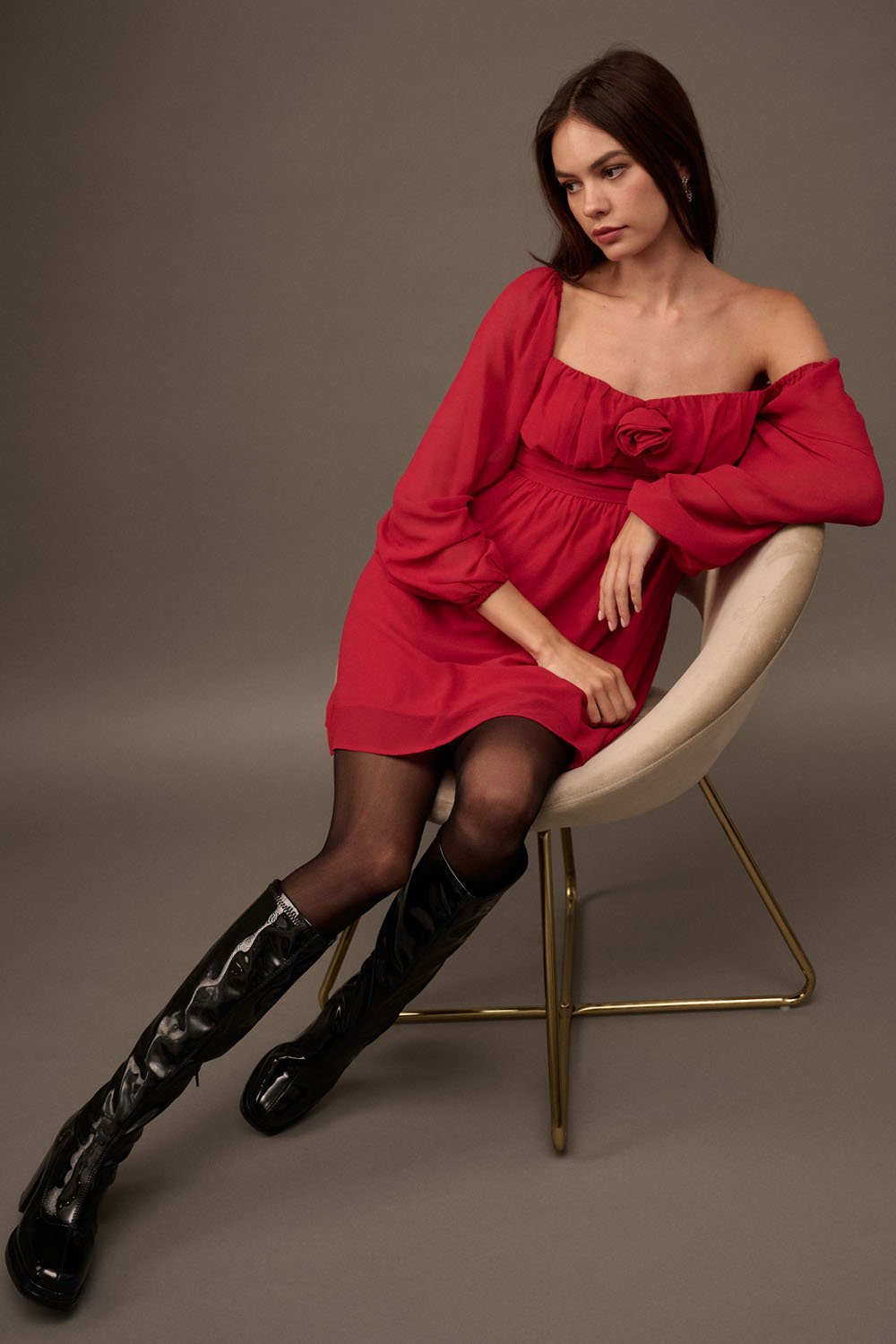 Sweetheart Rosette Mini Dress Ruby