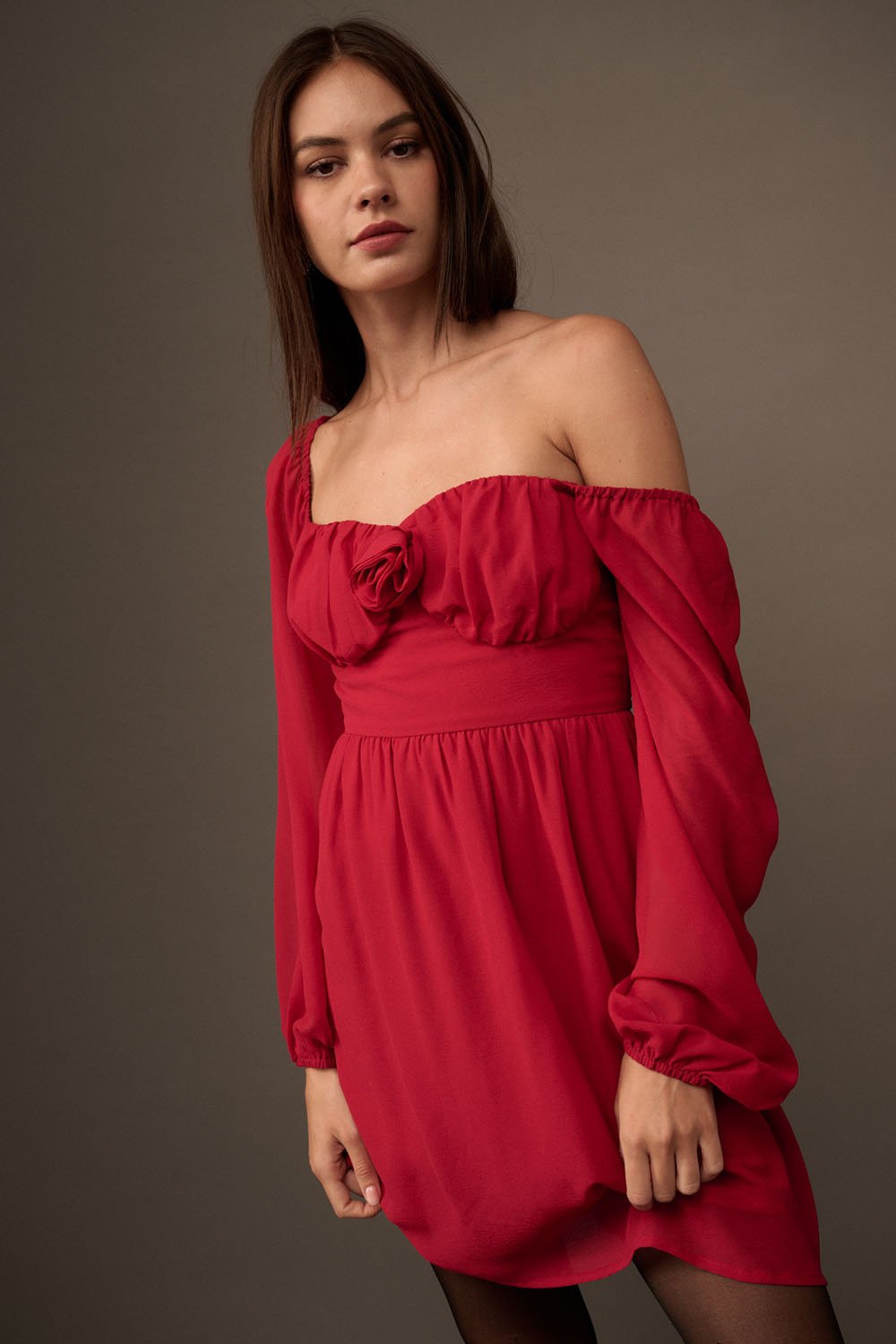Sweetheart Rosette Mini Dress Ruby