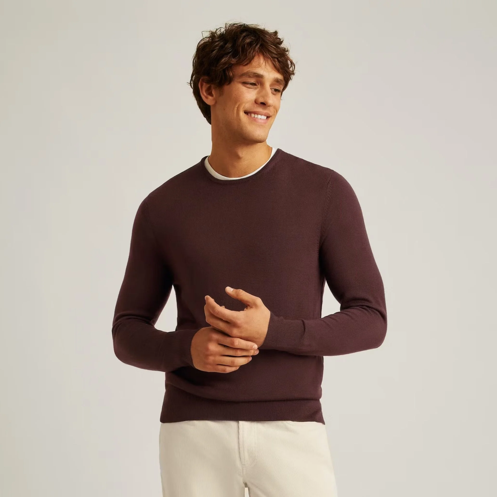Bonobos Merino Crew Neck Sweater Chocolate Brown