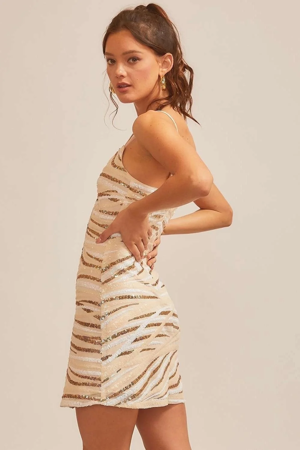 sequin mini shift dress Swirl Sequin Mini Shift Dress Ivory — Byron & Barclay