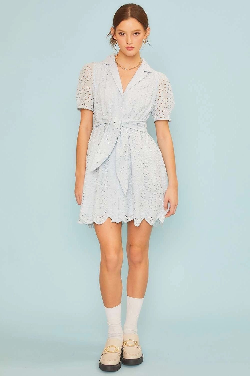 Eyelet Shirt Dress Baby Blue