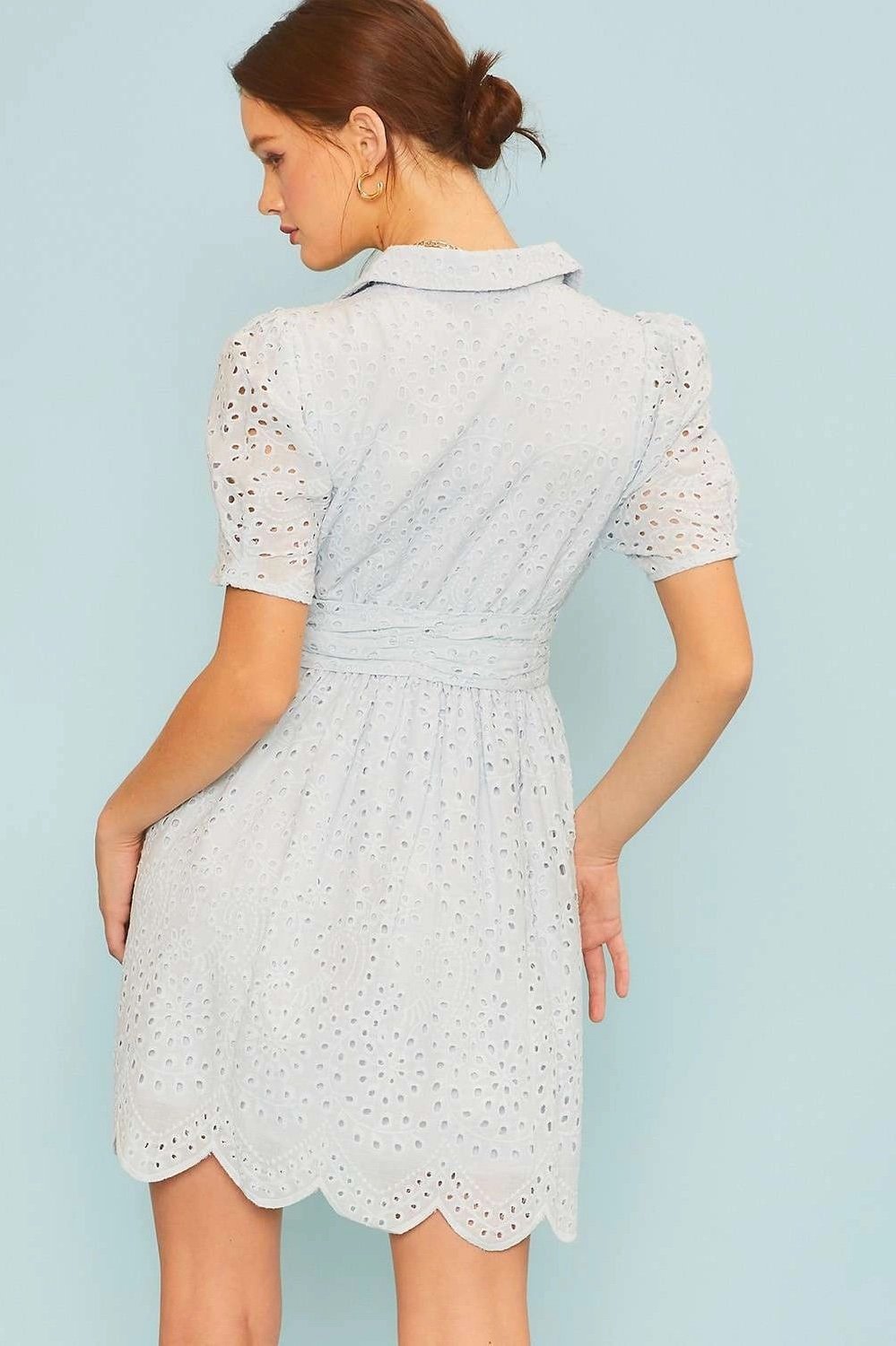 Eyelet Shirt Dress Baby Blue