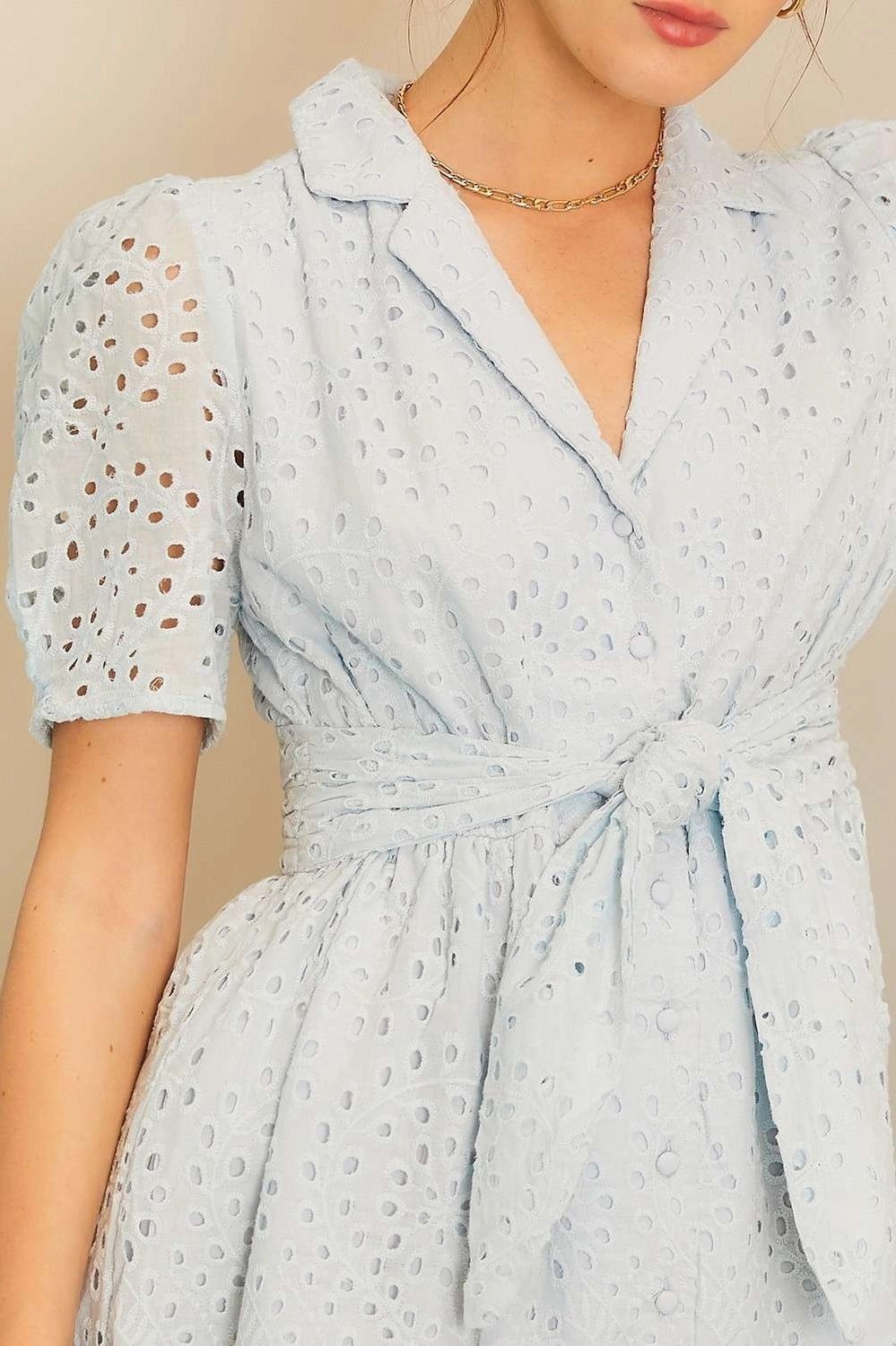 Eyelet Shirt Dress Baby Blue