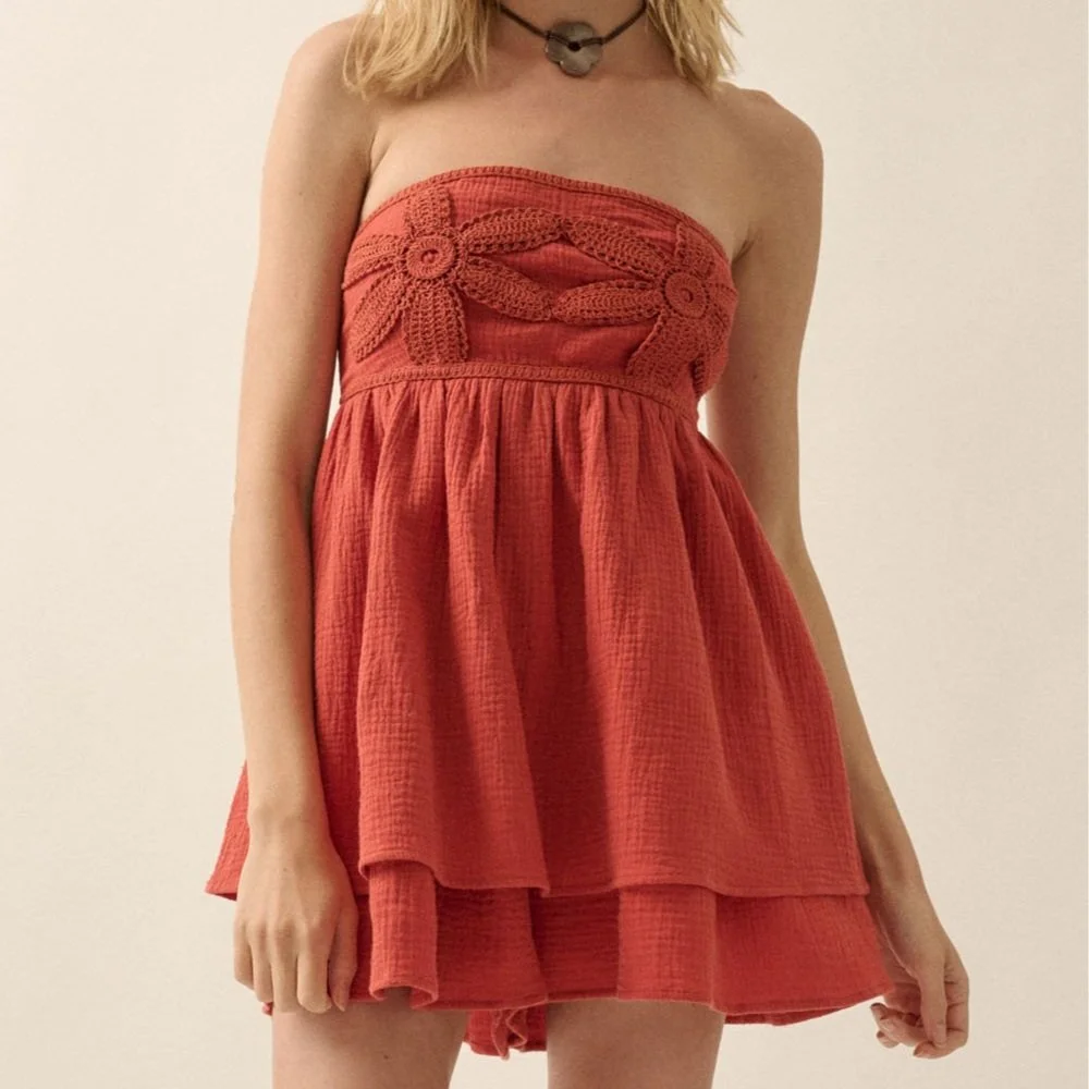 Rust Red Crinkle Romper F21 - L main image 0