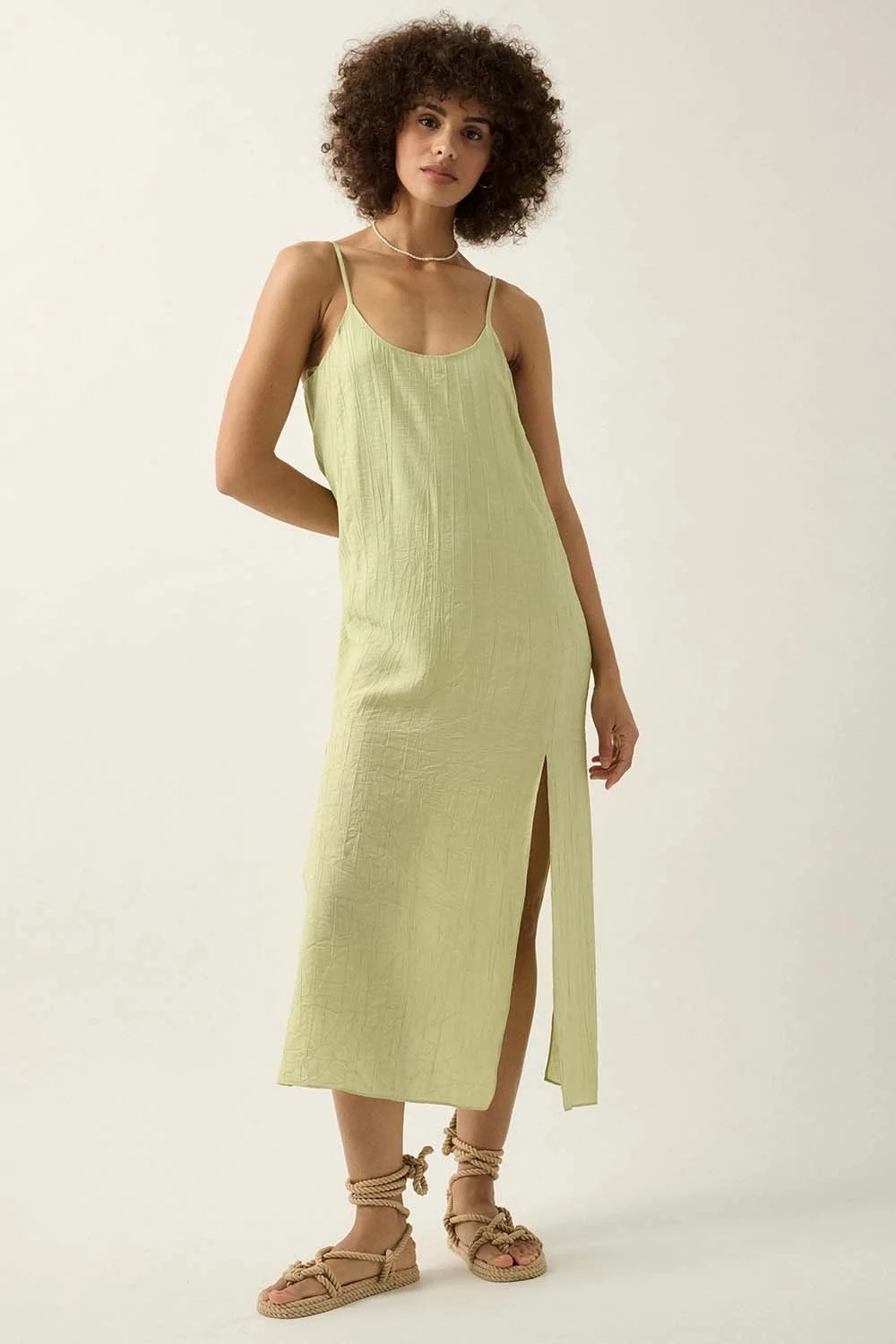 Mellow Green Scoop Slip Dress  Byron & Barclay