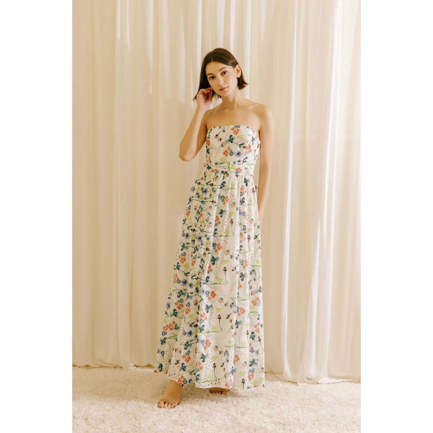 English Garden Strapless Maxi Dress