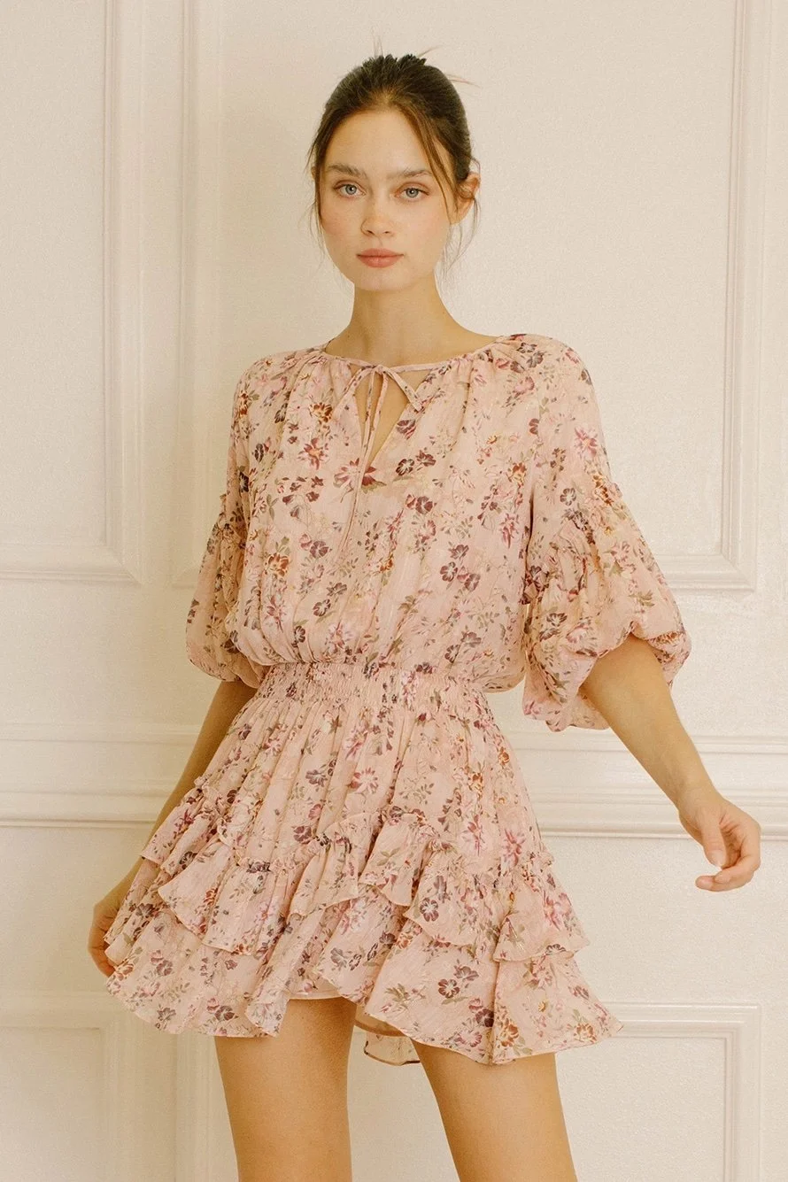 knee length dresses for ladies Merlot Floral Chiffon Babydoll Mini Dress - Final Sale Small | Women's Online Boutique | Boho Chic Style