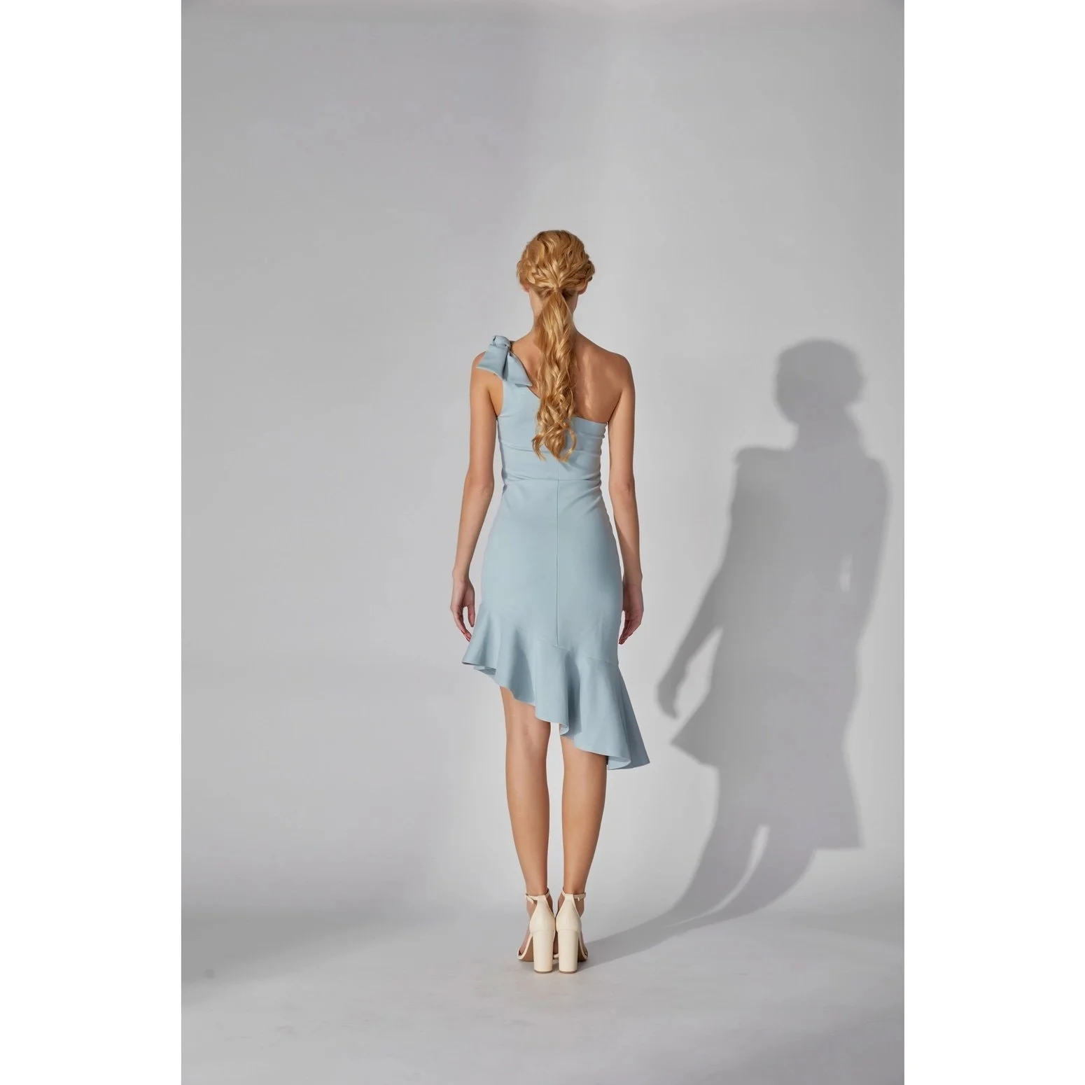 Unbalanced Ruffle Hem Mini Dress Coral Blue Byron & Barclay Unbalanced Ruffle Hem Mini Dress Coral Blue Byron & Barclay