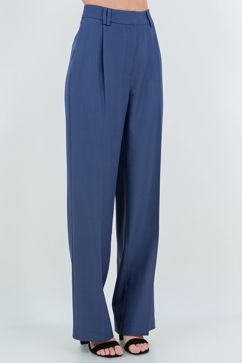 Pleated Straight Leg Trousers French Blue