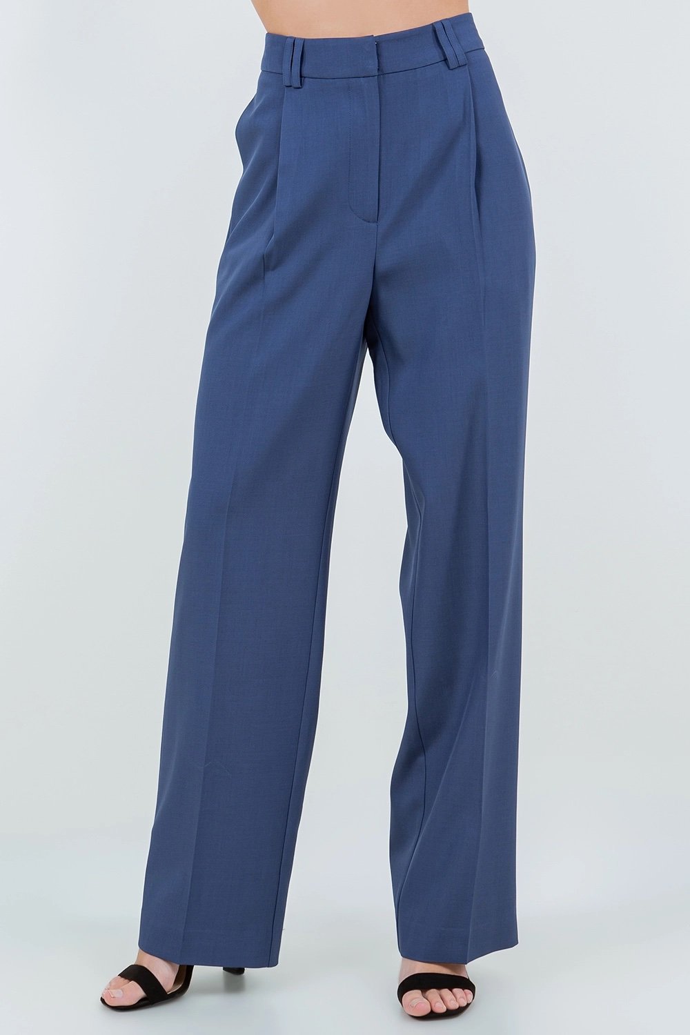 Pleated Straight Leg Trousers French Blue
