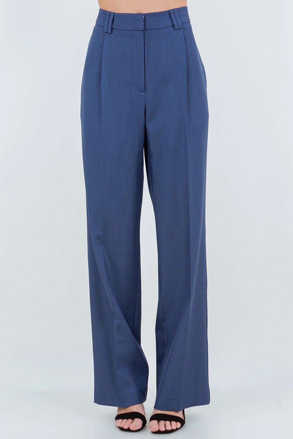 Pleated Straight Leg Trousers French Blue