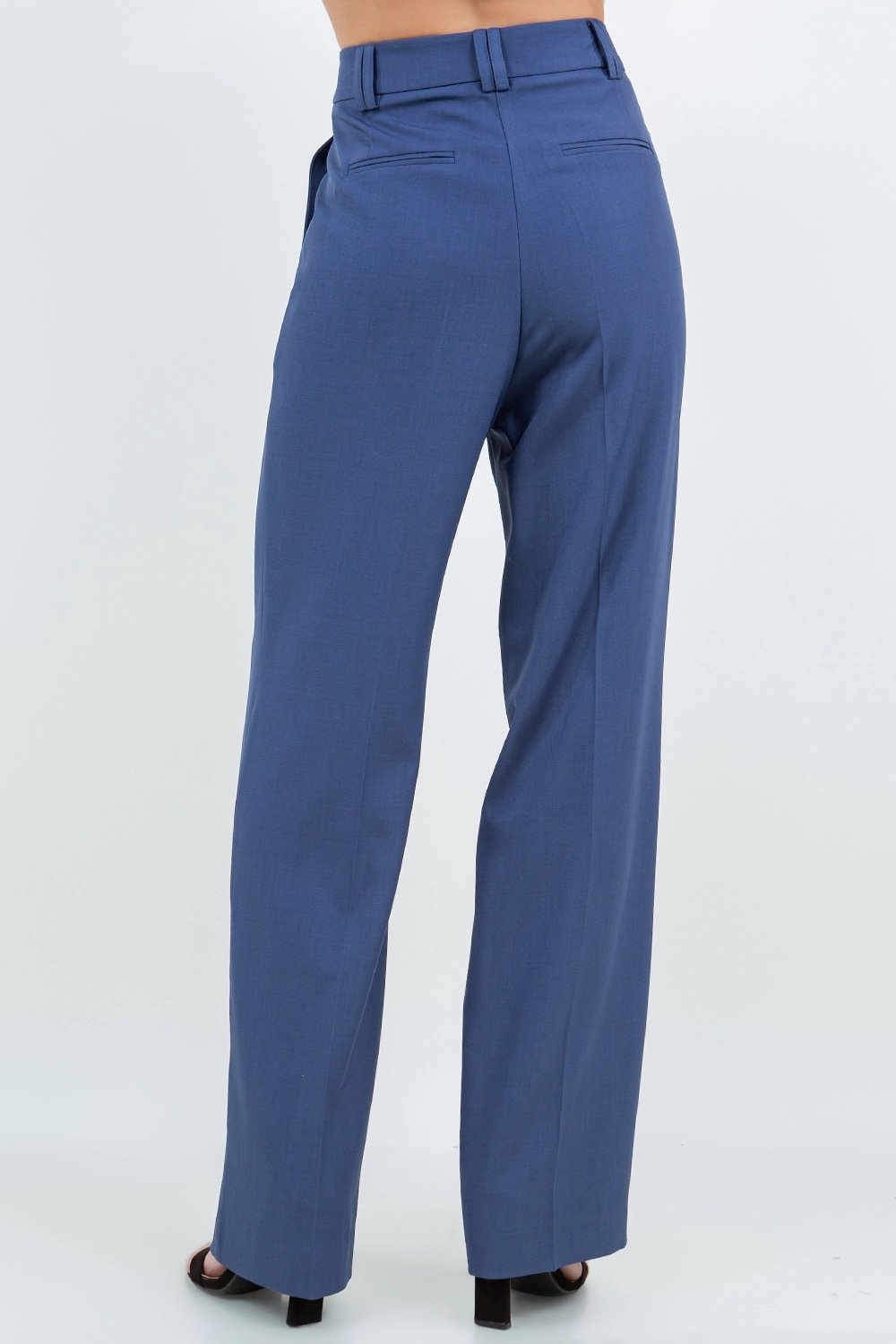 Pleated Straight Leg Trousers French Blue