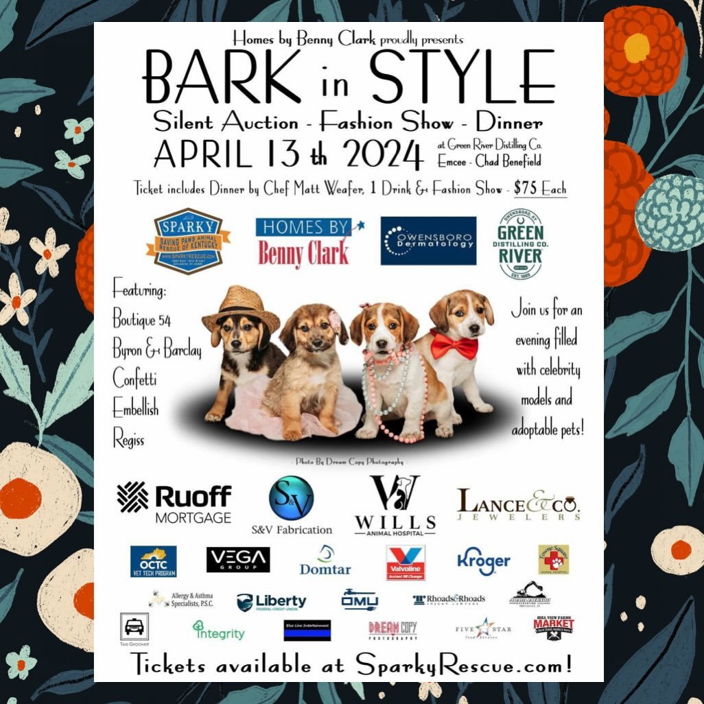The most adorable fashion show is this Saturday! A few tickets are still available for this event with all proceeds benefiting @sparkyrescueowb. This fun-filled evening pairs local celebrity models and wonderful adoptable pets on the runway to strut 