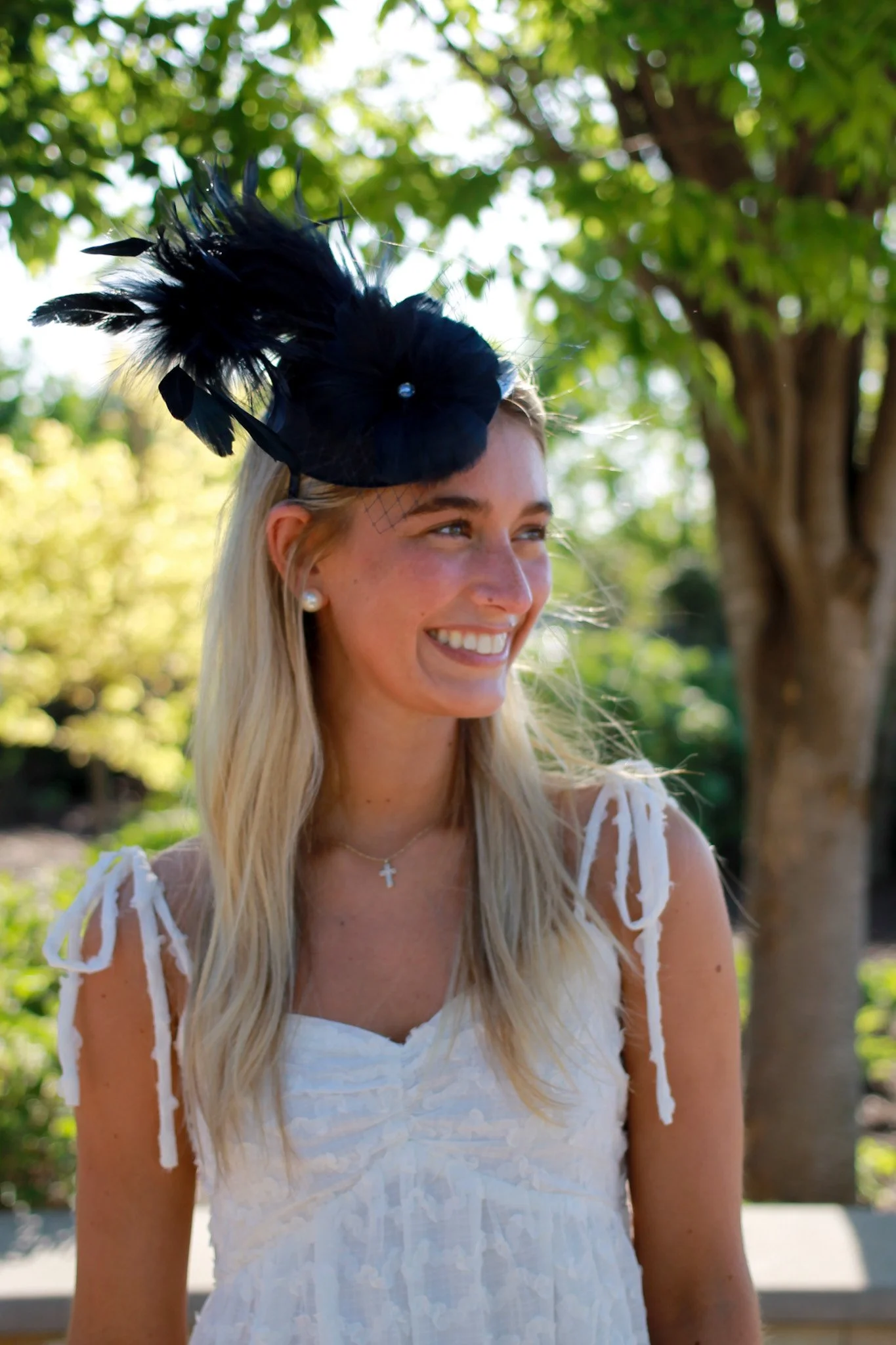 Exaggerated Feather Pillbox Fascinator Navy