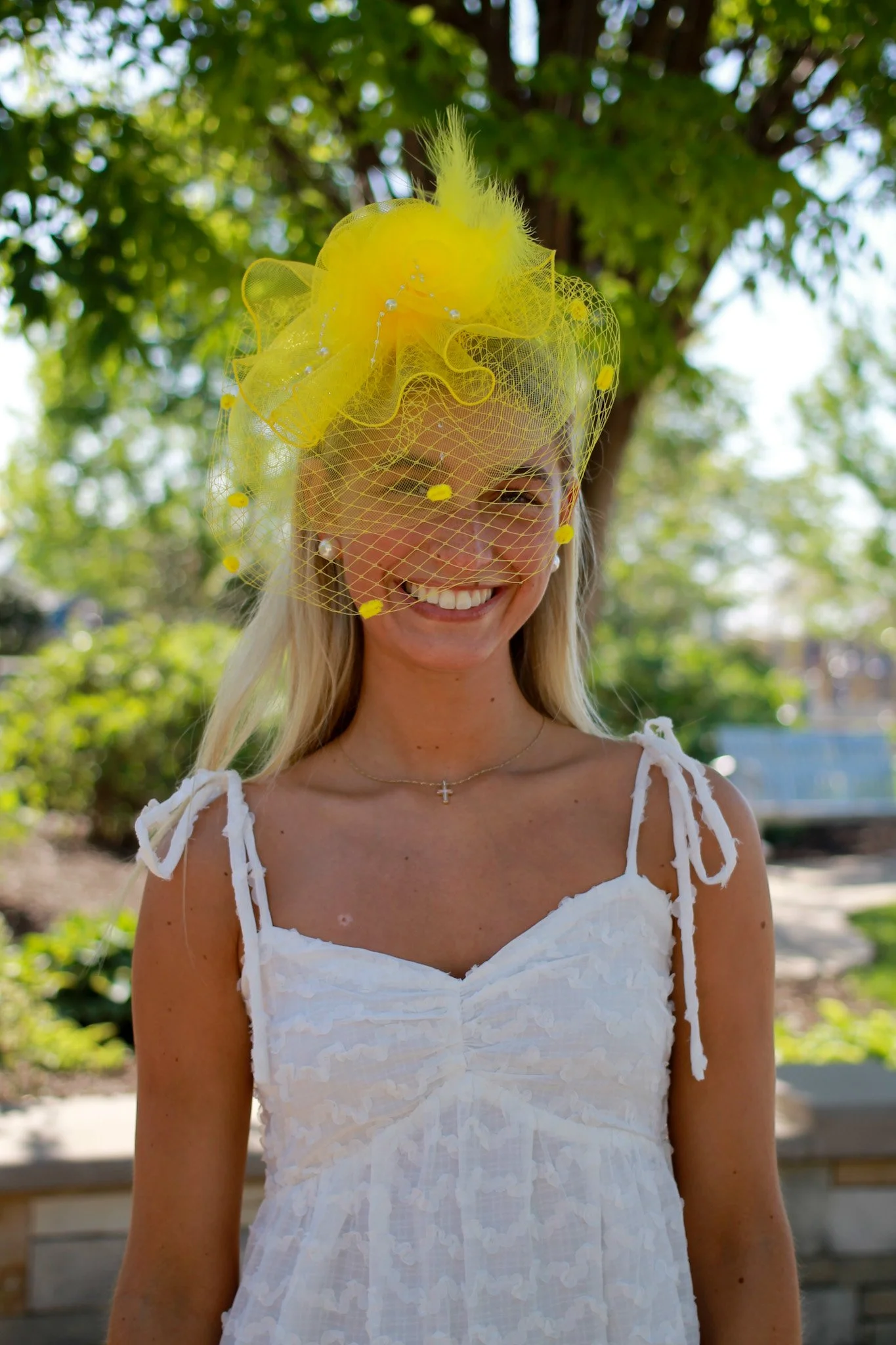 Triple Rose Fascinator Lemon