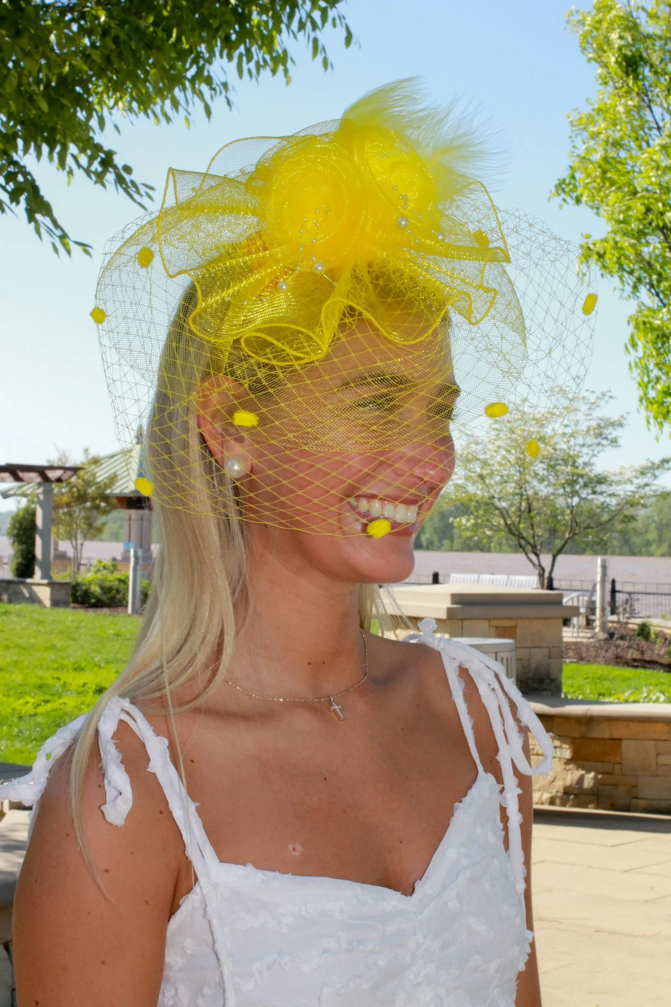 Triple Rose Fascinator Lemon