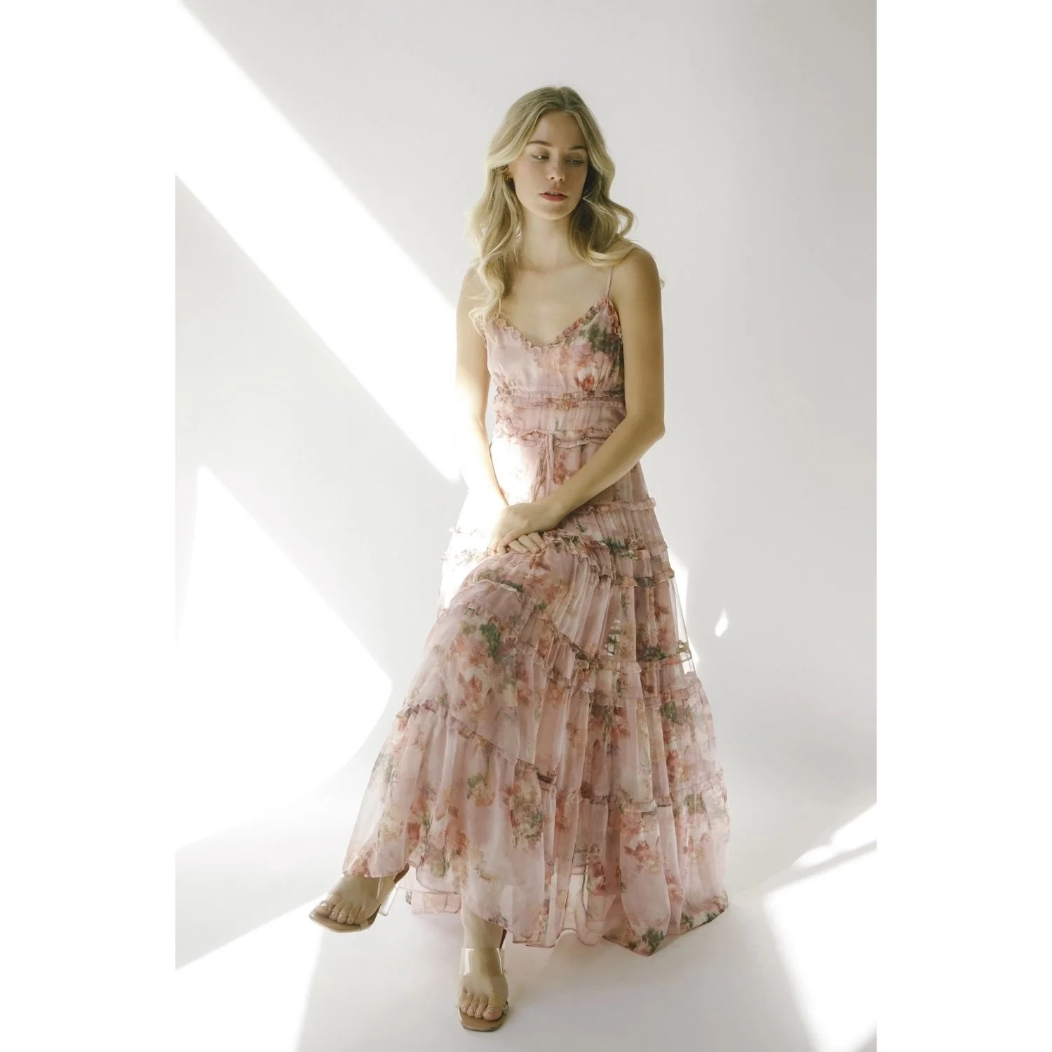 Watercolor Floral Maxi Dress Mauve