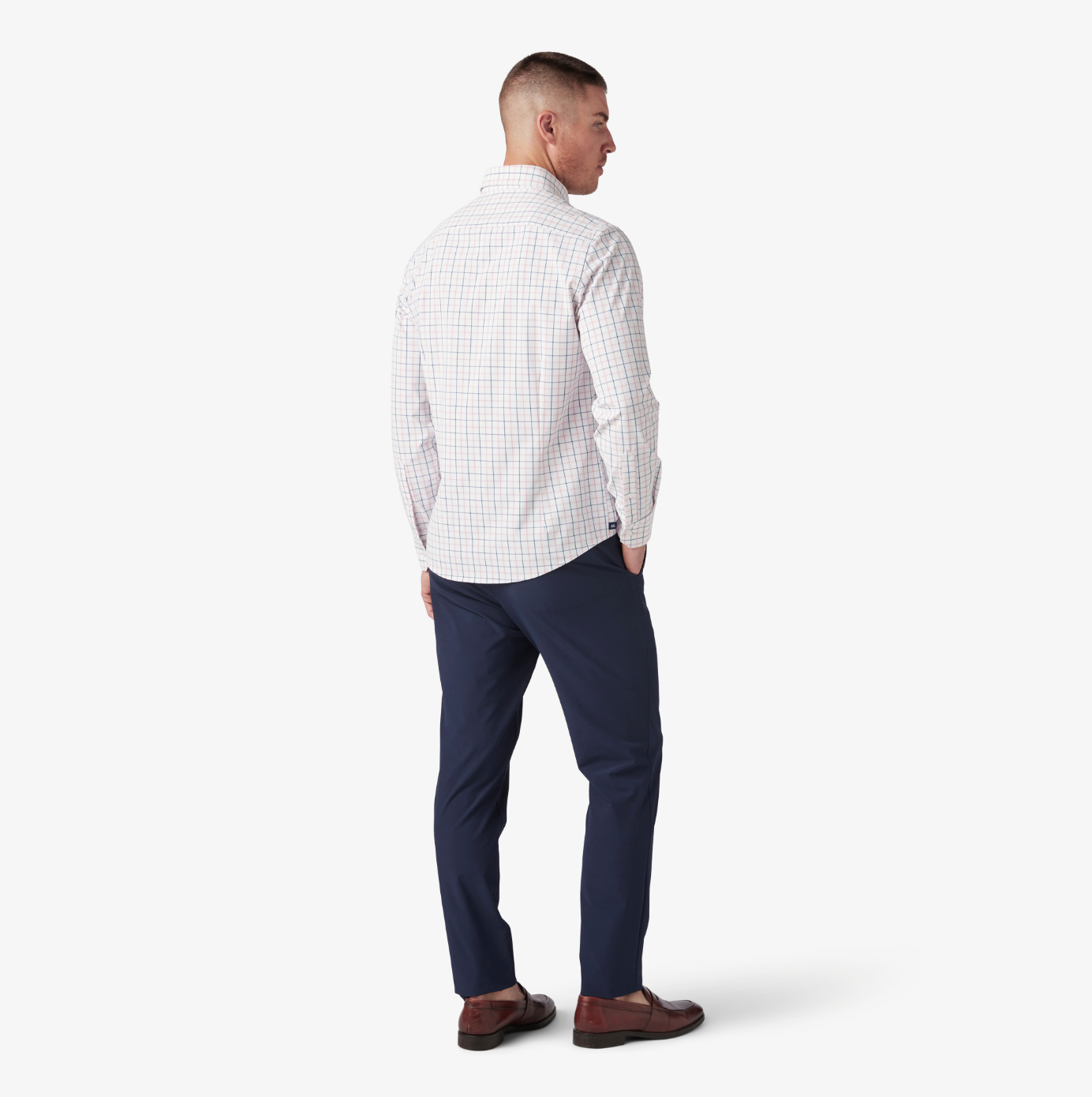 M+M Leeward No Tuck Dress Shirt True Pink Watershed Plaid Byron & Barclay M+M Leeward No Tuck Dress Shirt True Pink Watershed Plaid Byron & Barclay