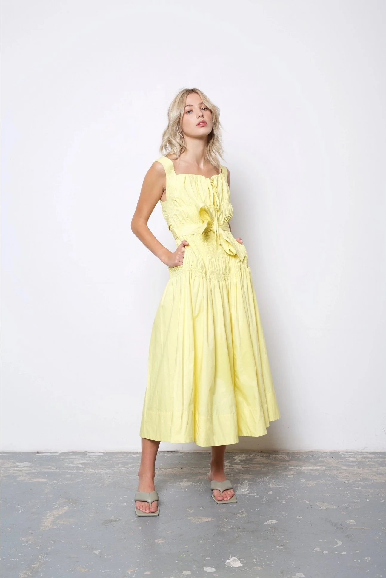 yellow floral slip dress Enslee Slip Dress in Spring Ditsy Yellow