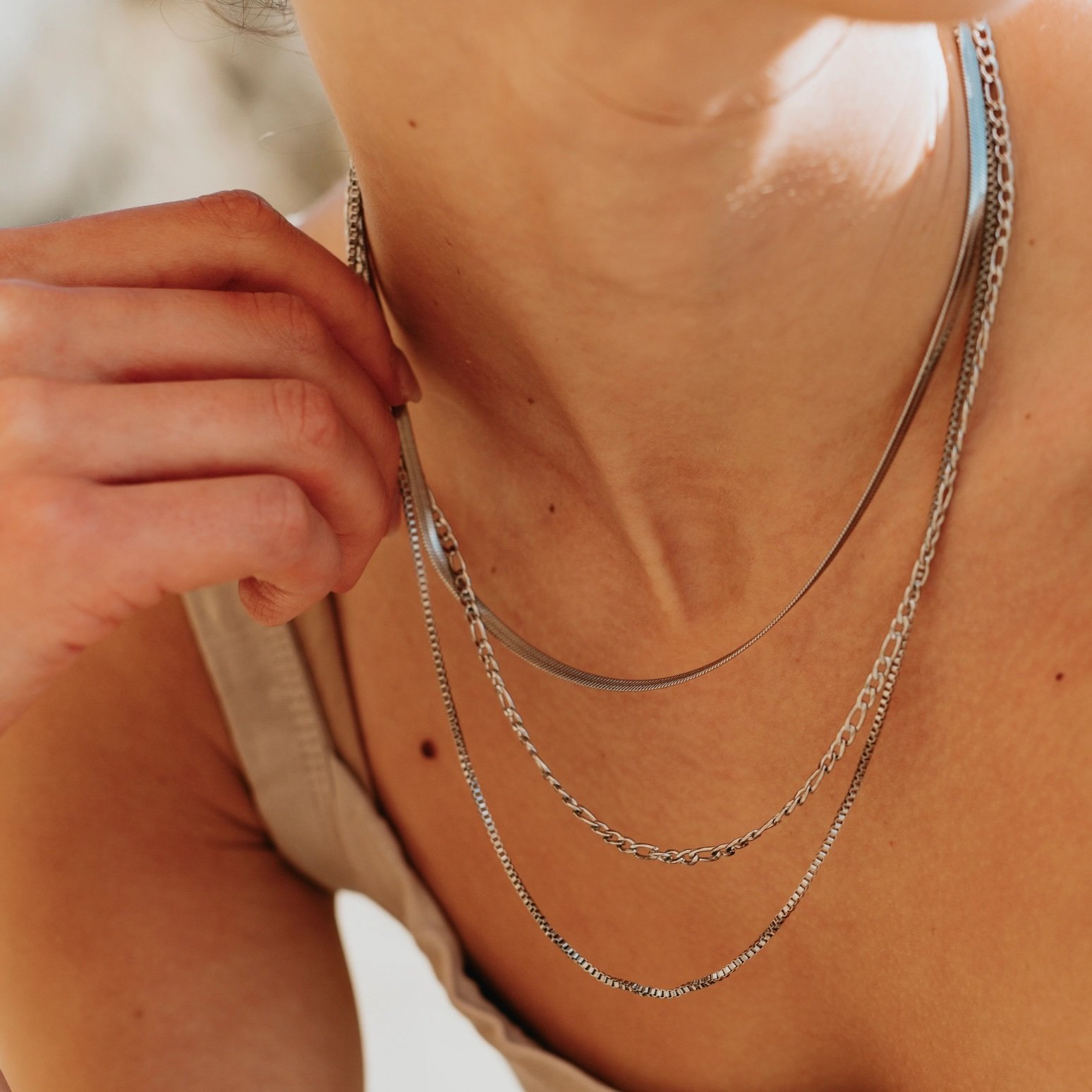 Shaylene Three Layer Necklace Silver