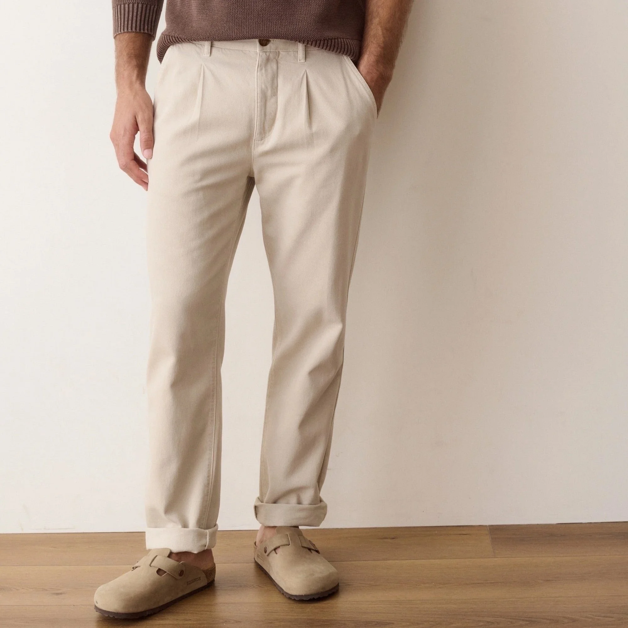 Marine Layer The Rowan Pleated Trouser Relaxed Fit Stone
