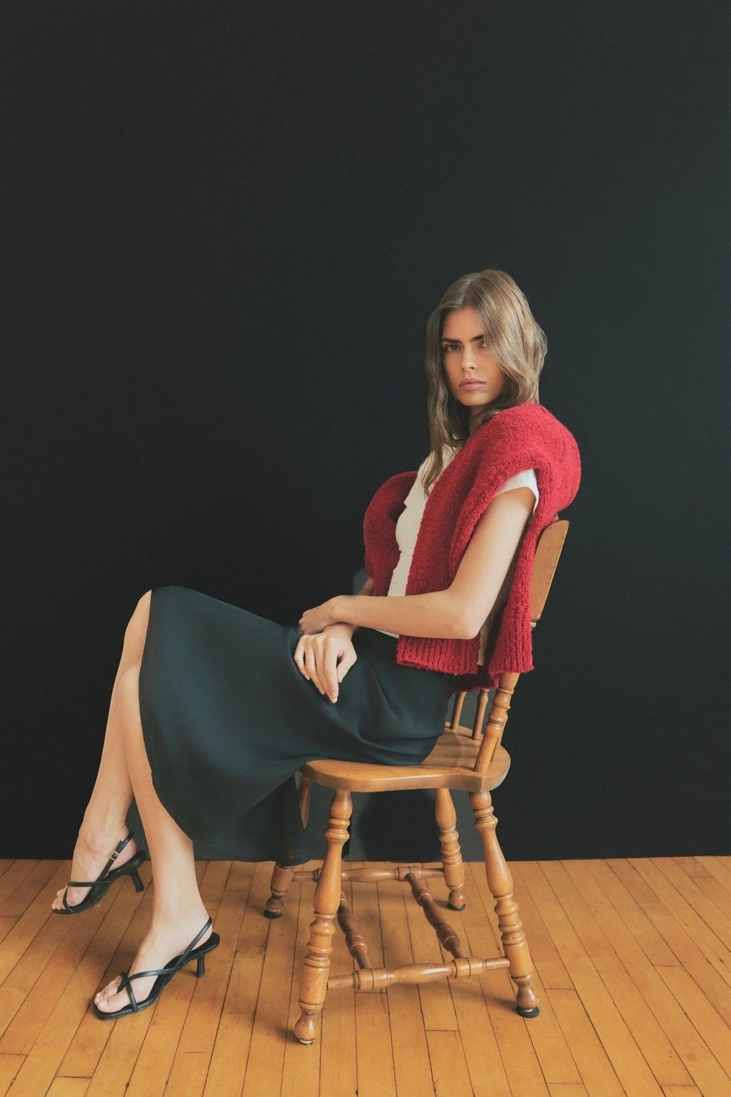 The Moya Layered Midi Skirt Black