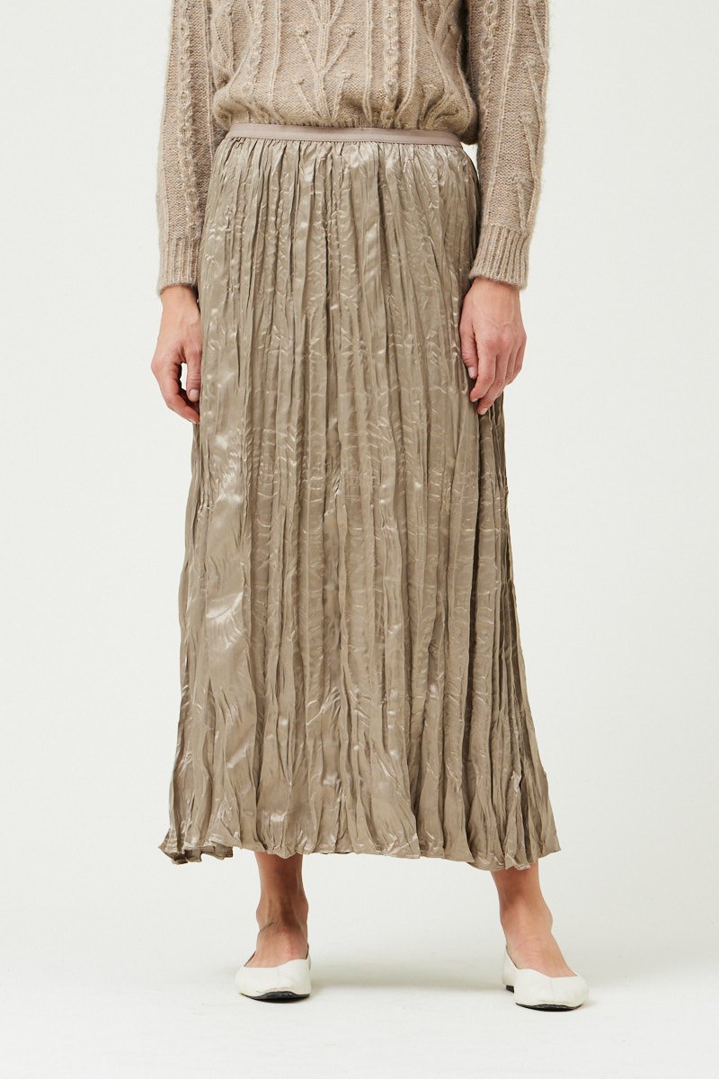 Pleated Midi Skirt Fawn