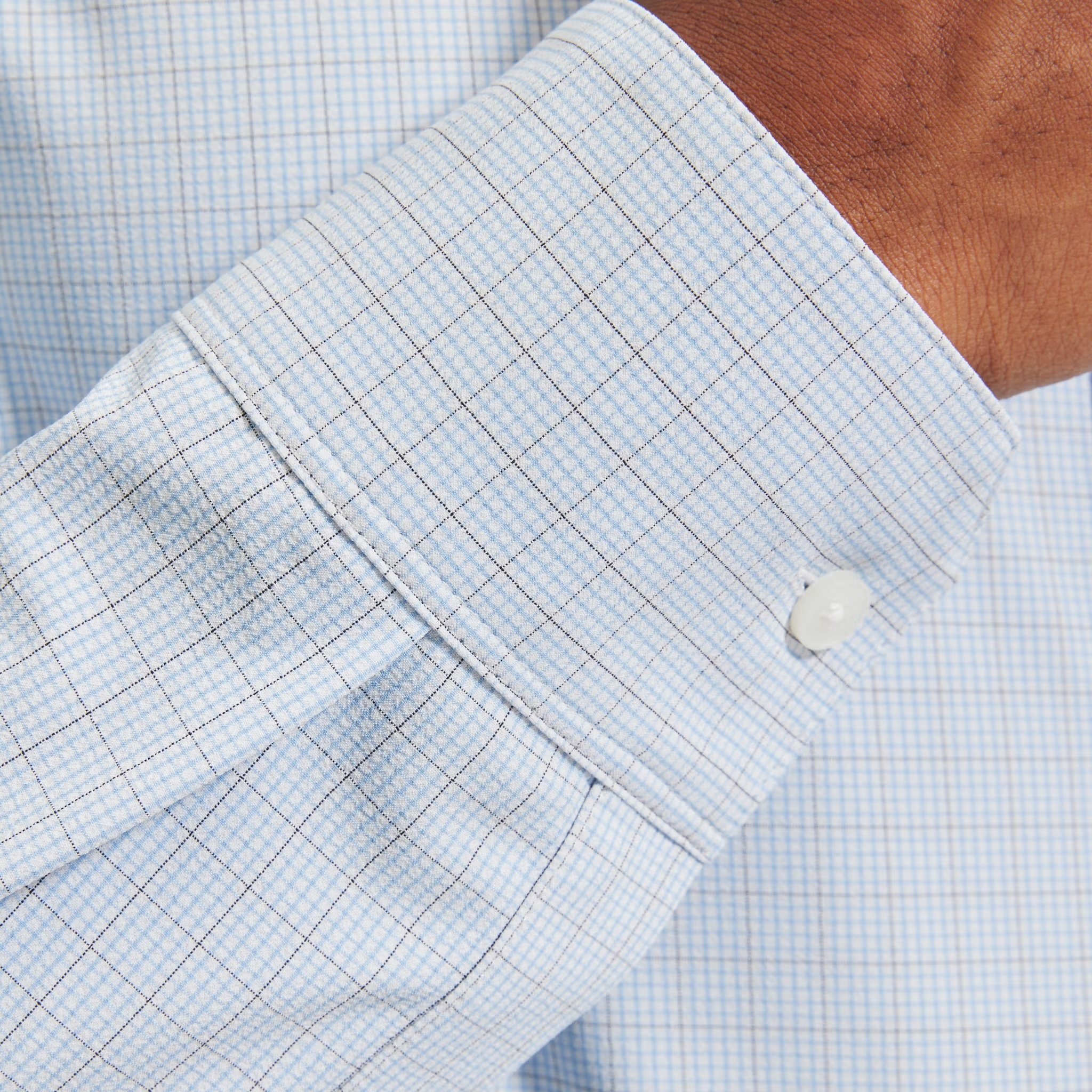 M+M Leeward Dress Shirt Light Blue Mini Plaid