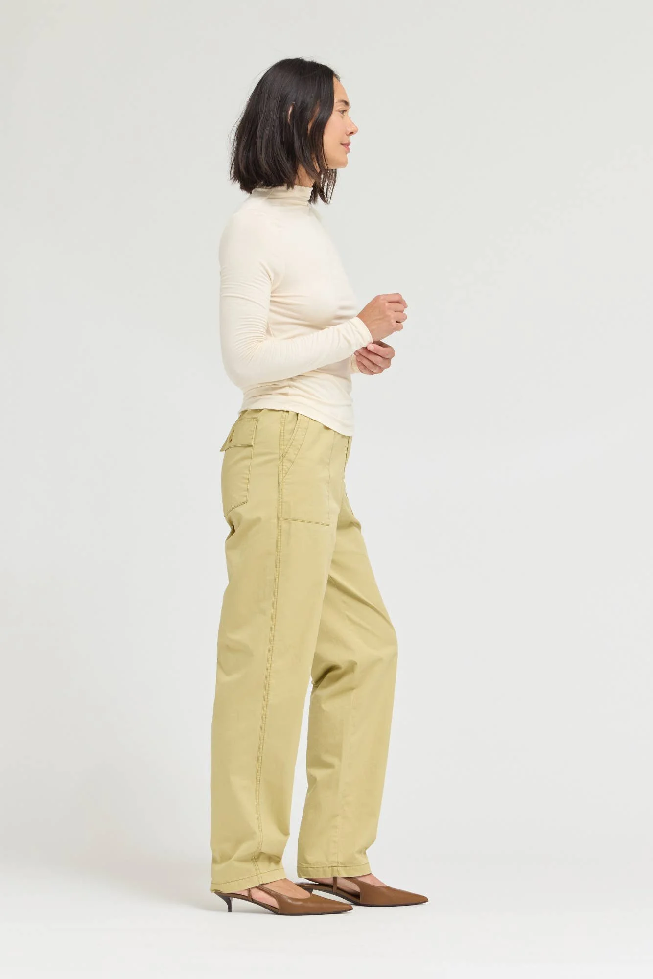 Basic Modal Turtleneck Top Cream