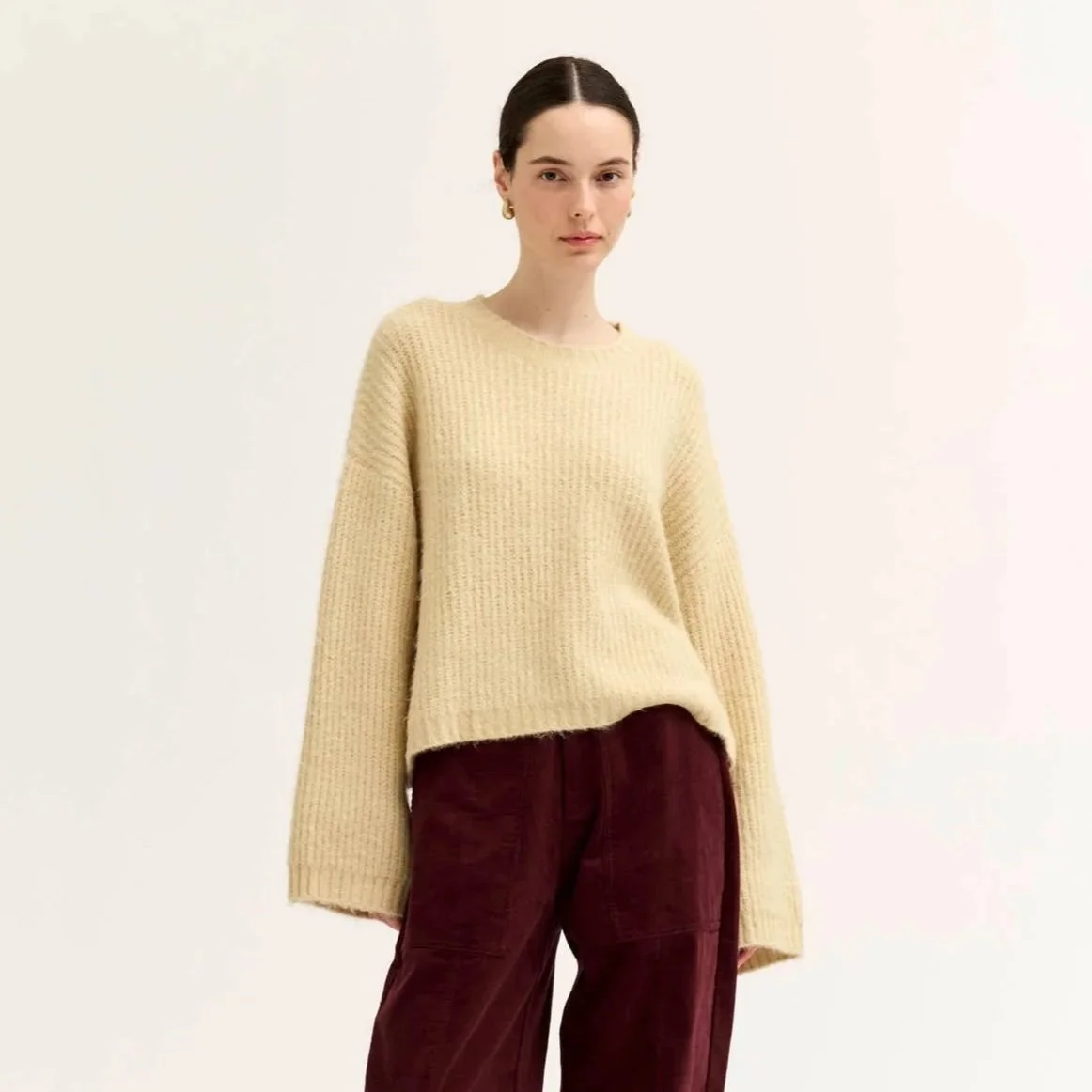 Loose Fit Fuzzy Yarn Sweater Butter