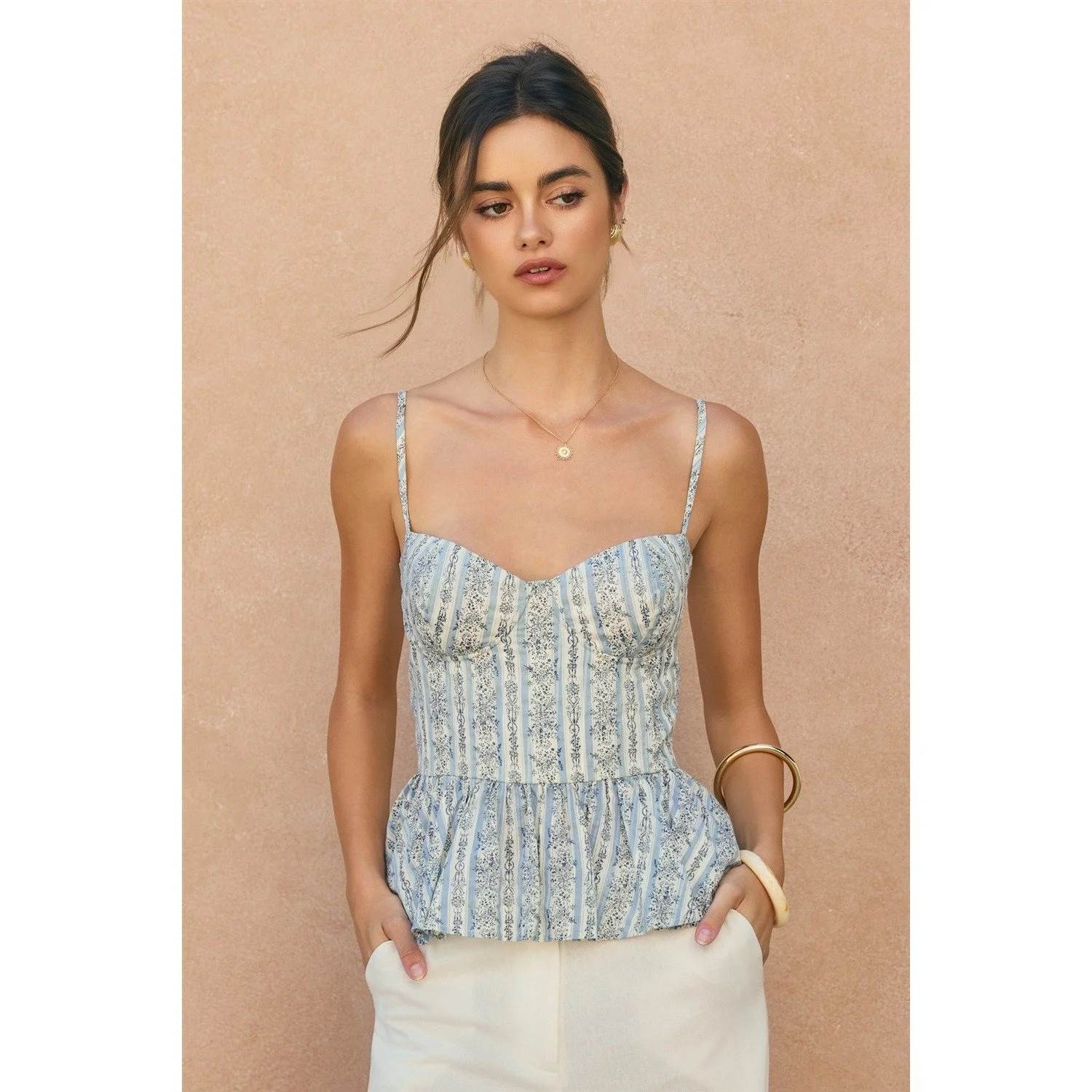 Brume Et Fleur Ruffled Corset Top Sweet Blue