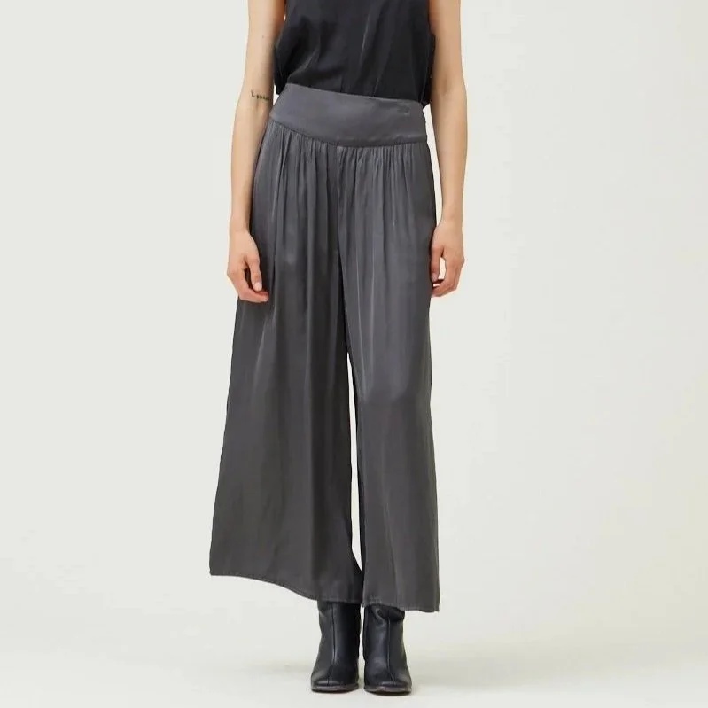 Satin Wide Leg Pants Dark Slate
