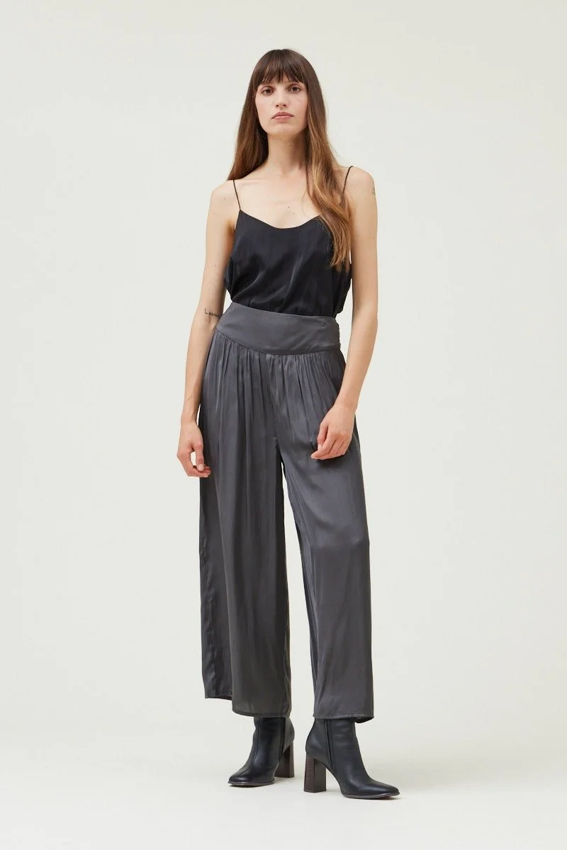 Satin Wide Leg Pants Dark Slate