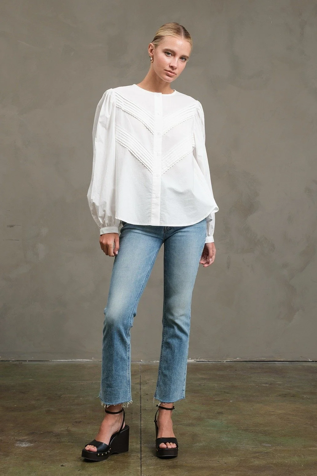 Classic Pintuck Blouse White