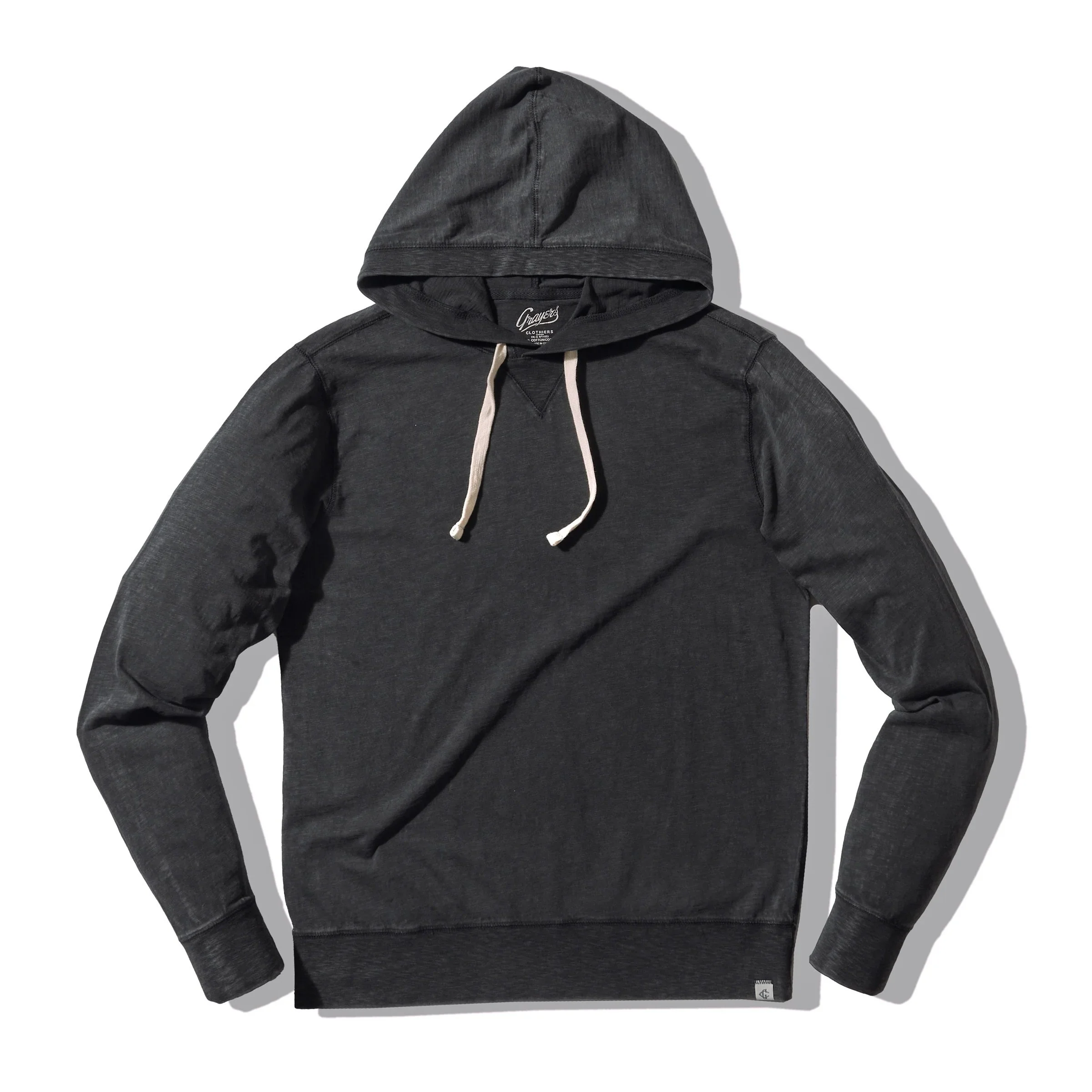 Grayers Hewitt Garment Dyed Hoodie Washed Black