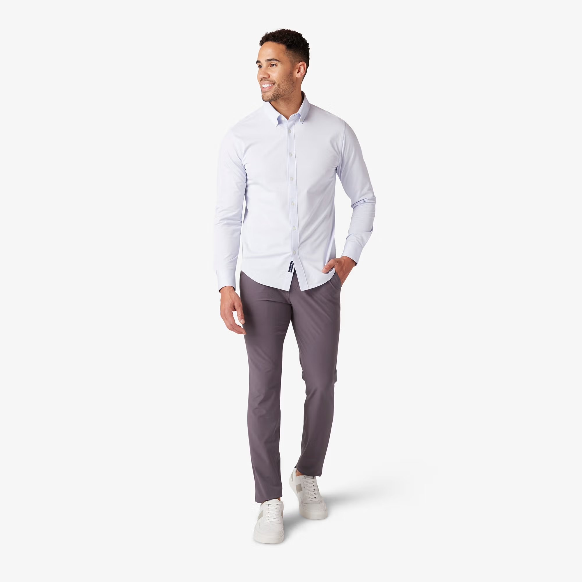 M+M Ellis Oxford No Tuck Sky Solid
