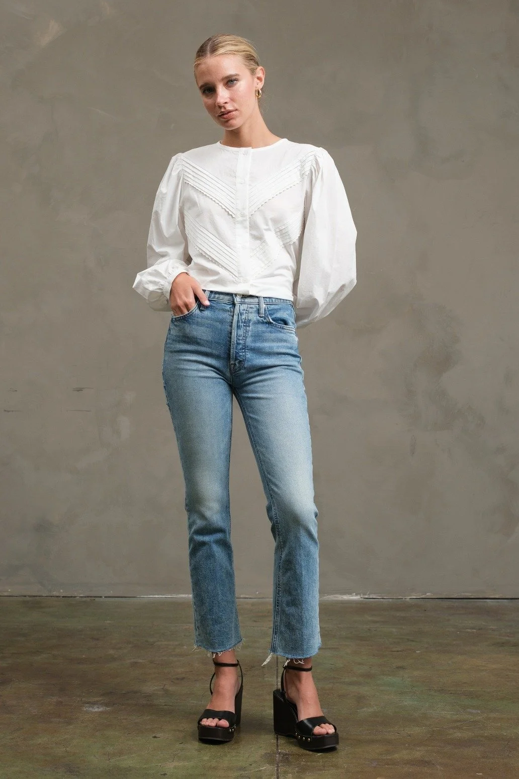 Classic Pintuck Blouse White