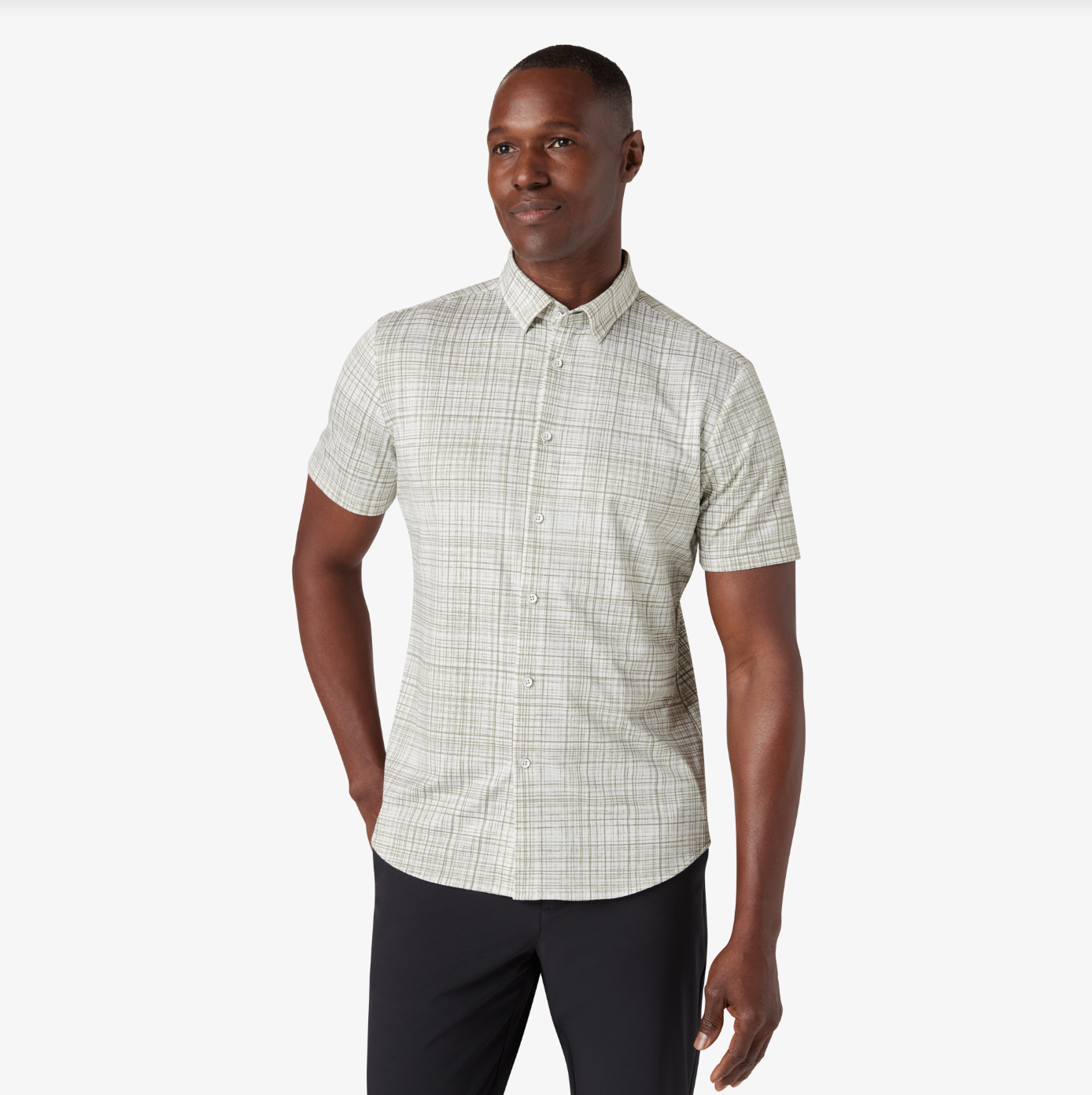 M+M Halyard SS Dress Shirt Sea Spray Breezy Plaid