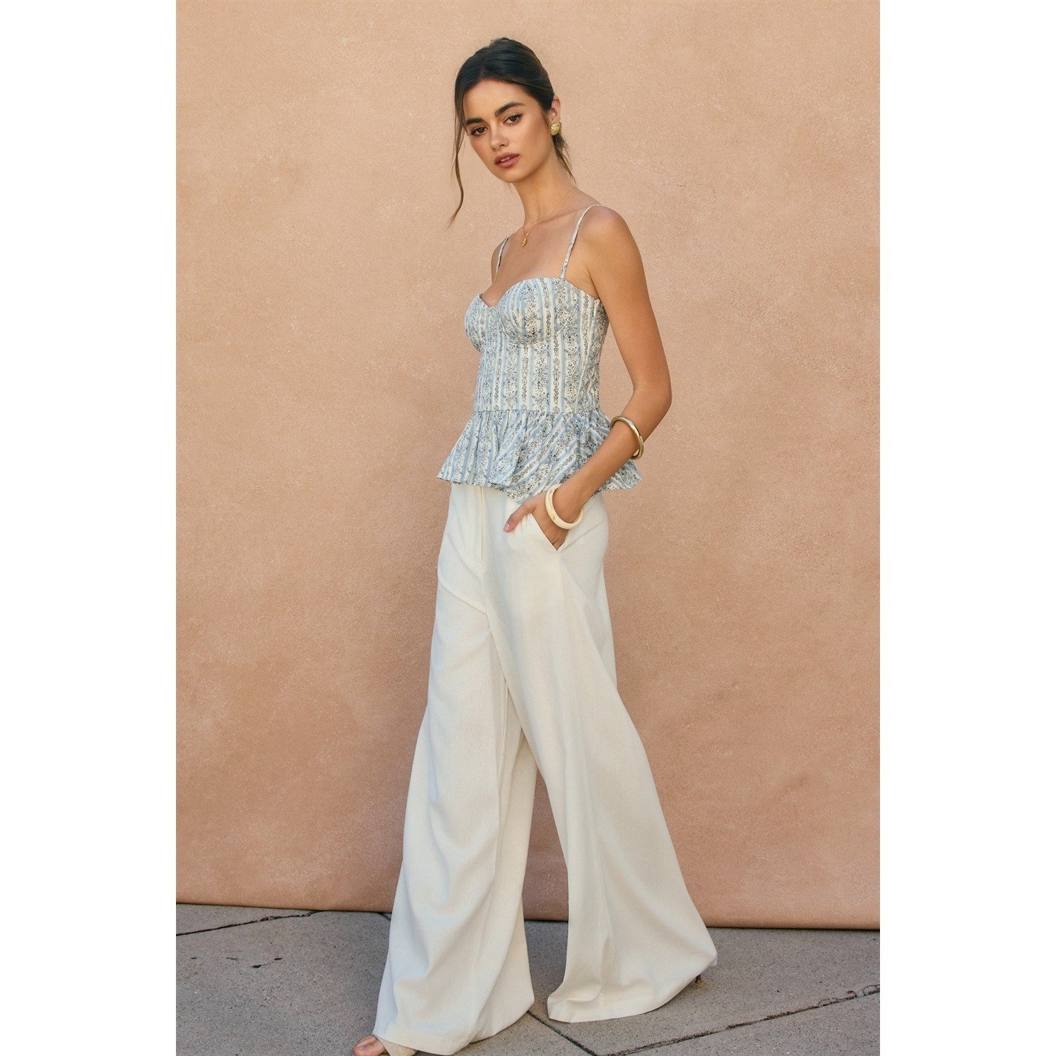 Brume Et Fleur Ruffled Corset Top Sweet Blue